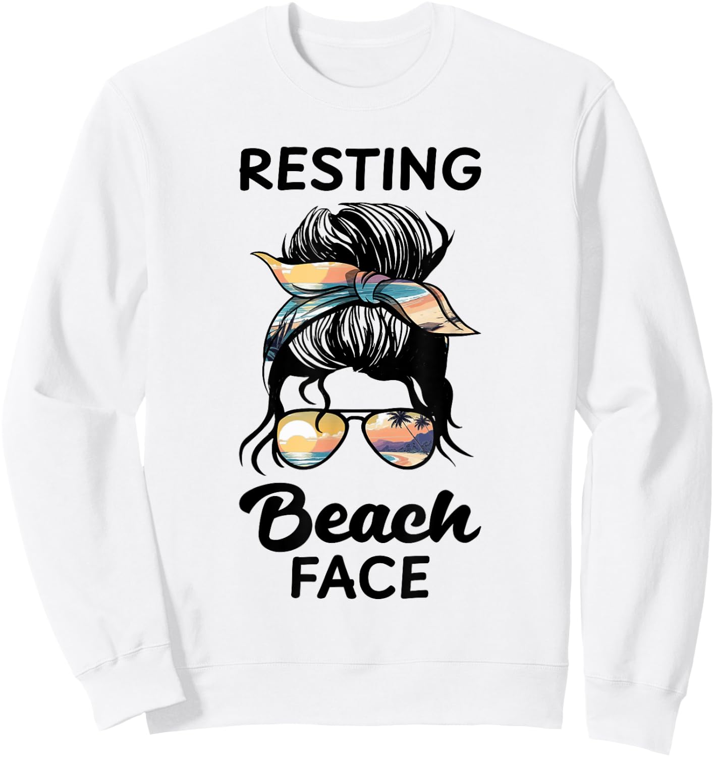 Resting Beach Face Funny Off-Duty Matching Summer Vacation Sweatshirt - Sweatshirt | White