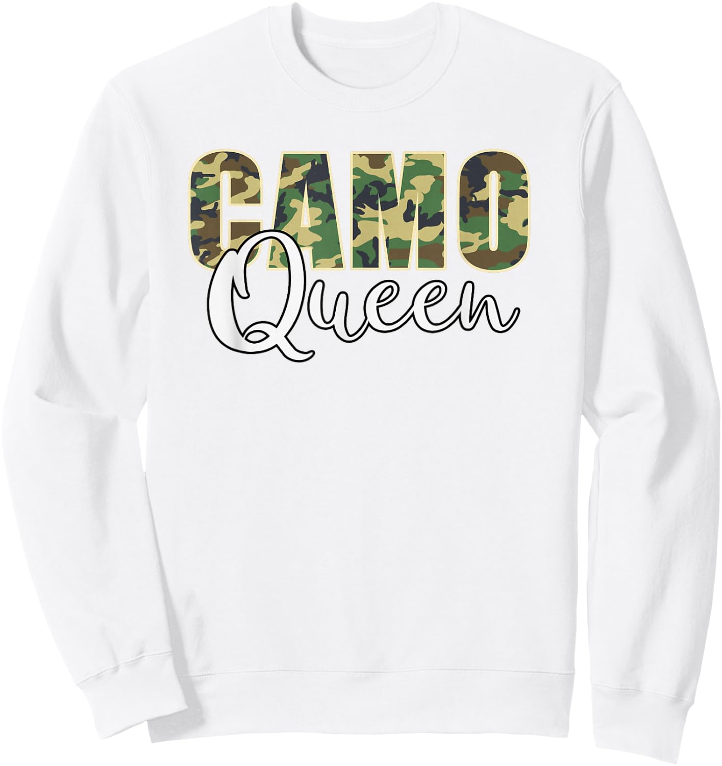 Camo Queen Orange Camouflage Women Sweatshirt - Sweatshirt | White