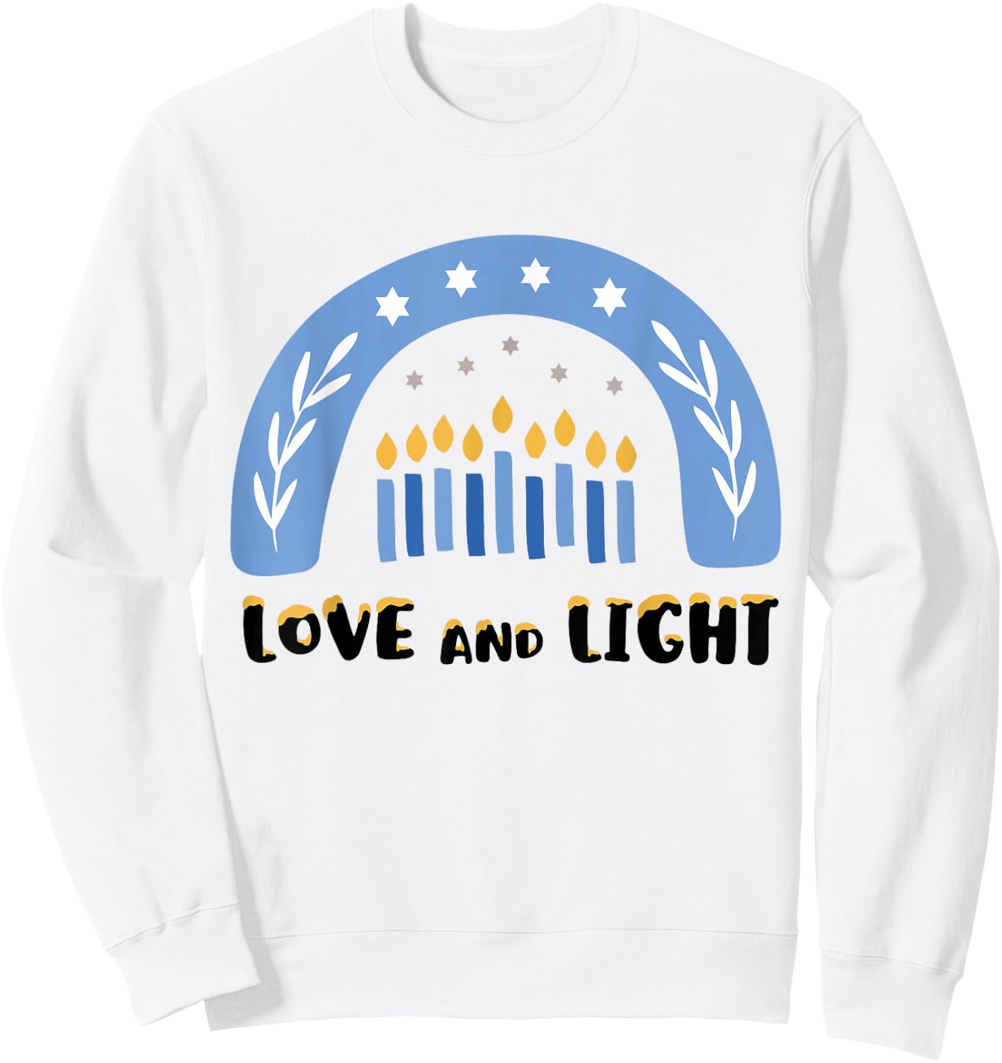 Love and Light Rainbow Hanukkah Jewish Chanukah Men Women Sweatshirt - Sweatshirt | White