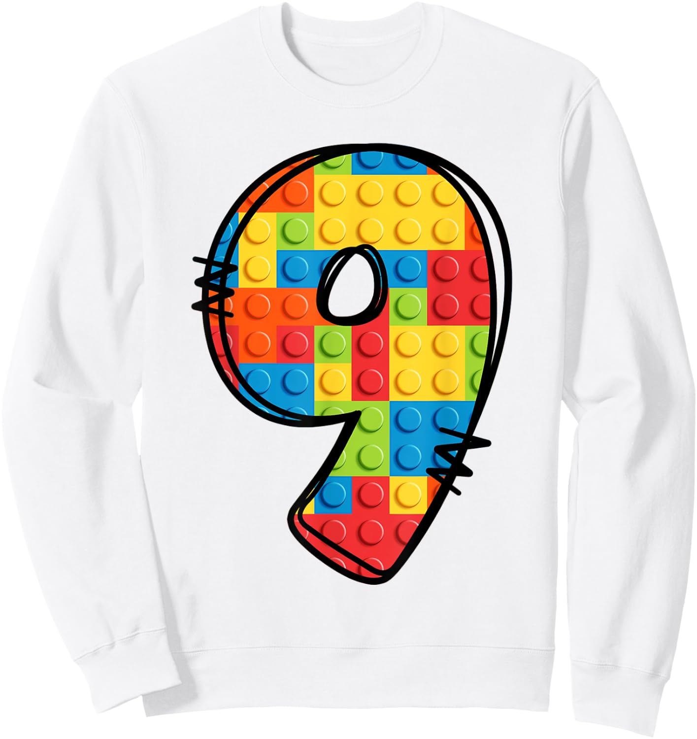 9 Year Old Blocks Building Master Builder 9th Birthday Sweatshirt - Sweatshirt | White