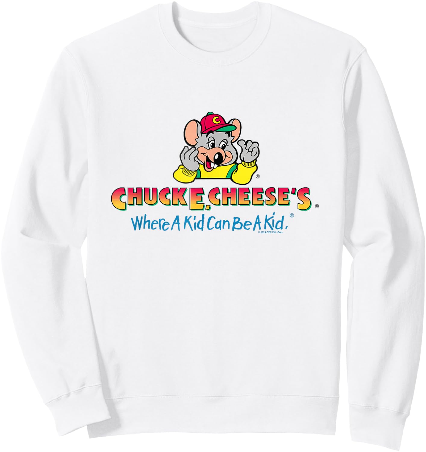 Chuck E. Cheese's Where A Kid Can Be A Kid Retro Logo Sweatshirt - Sweatshirt | White