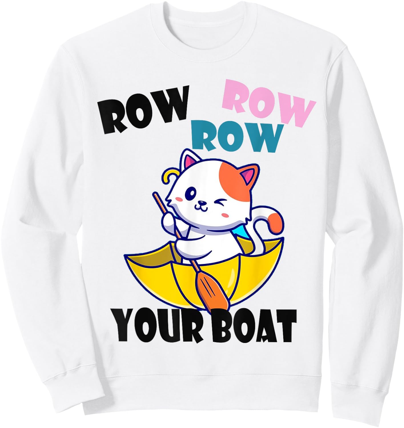 Row Row Row Your Boat Cute Unicorn Funny Kids Sweatshirt - Sweatshirt | White