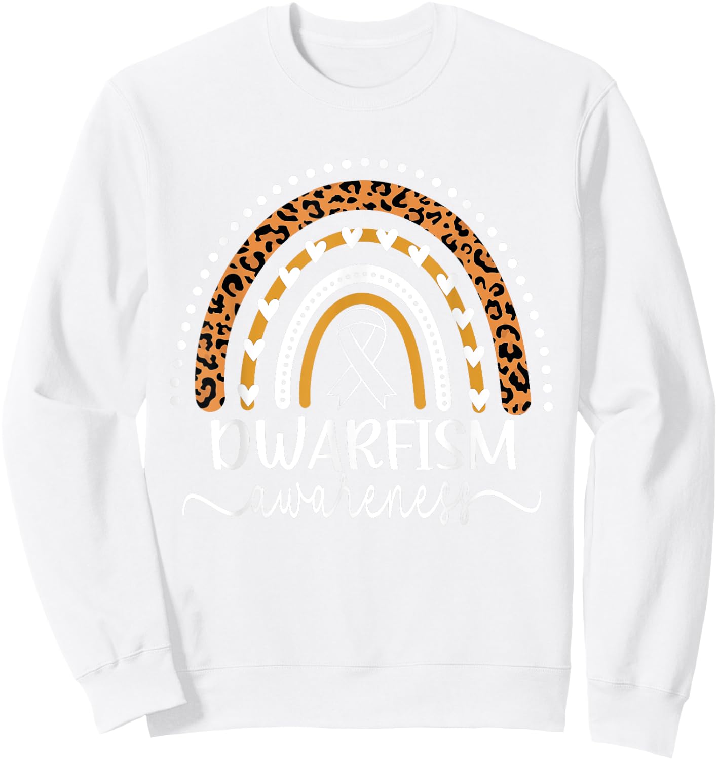 Wear Green Dwarfism Awareness Leopard Rainbow Sweatshirt - Sweatshirt | White