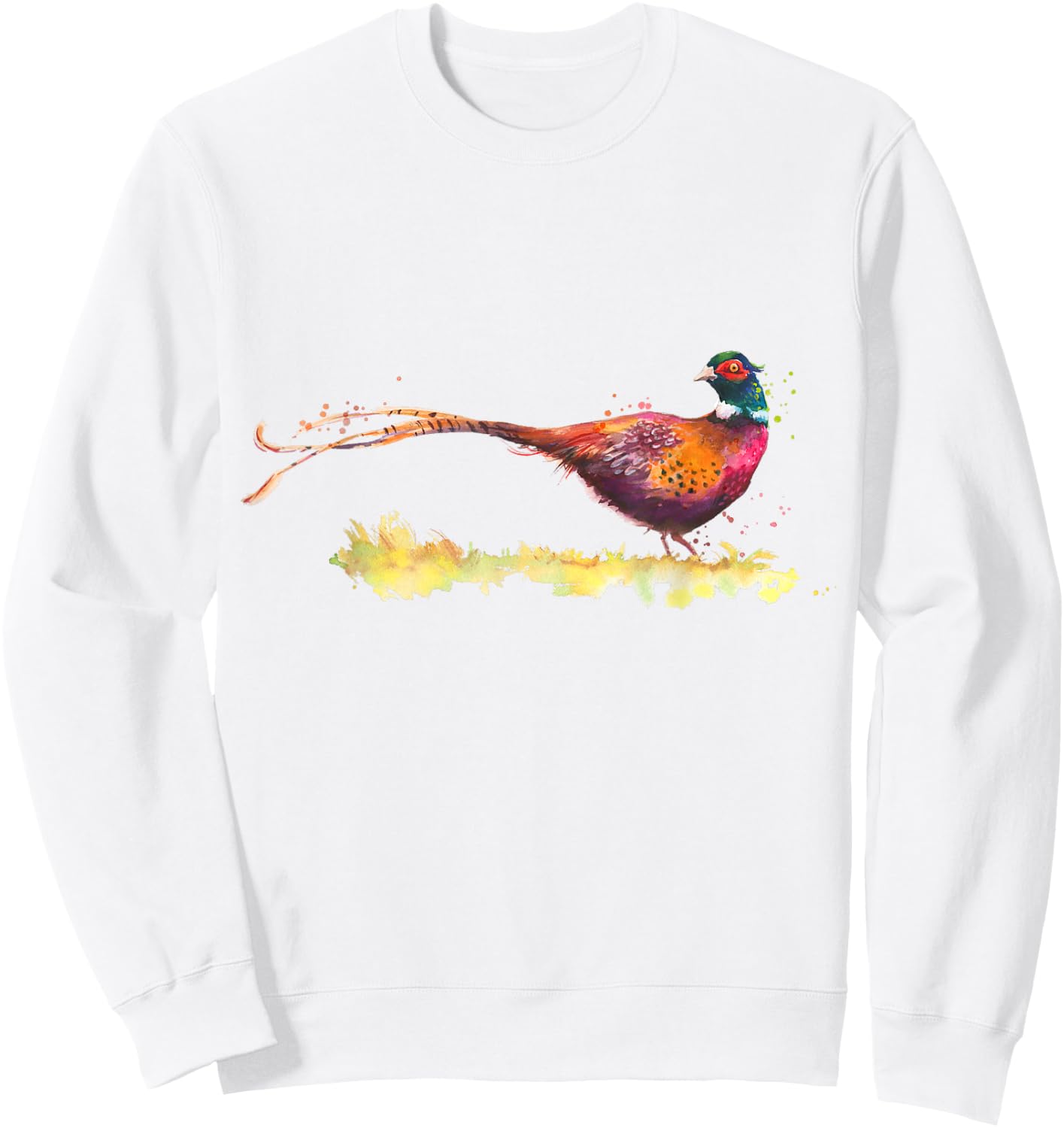 Watercolour Pheasant Drawing Bird Pheasant Watercolour Sweatshirt - Sweatshirt | White