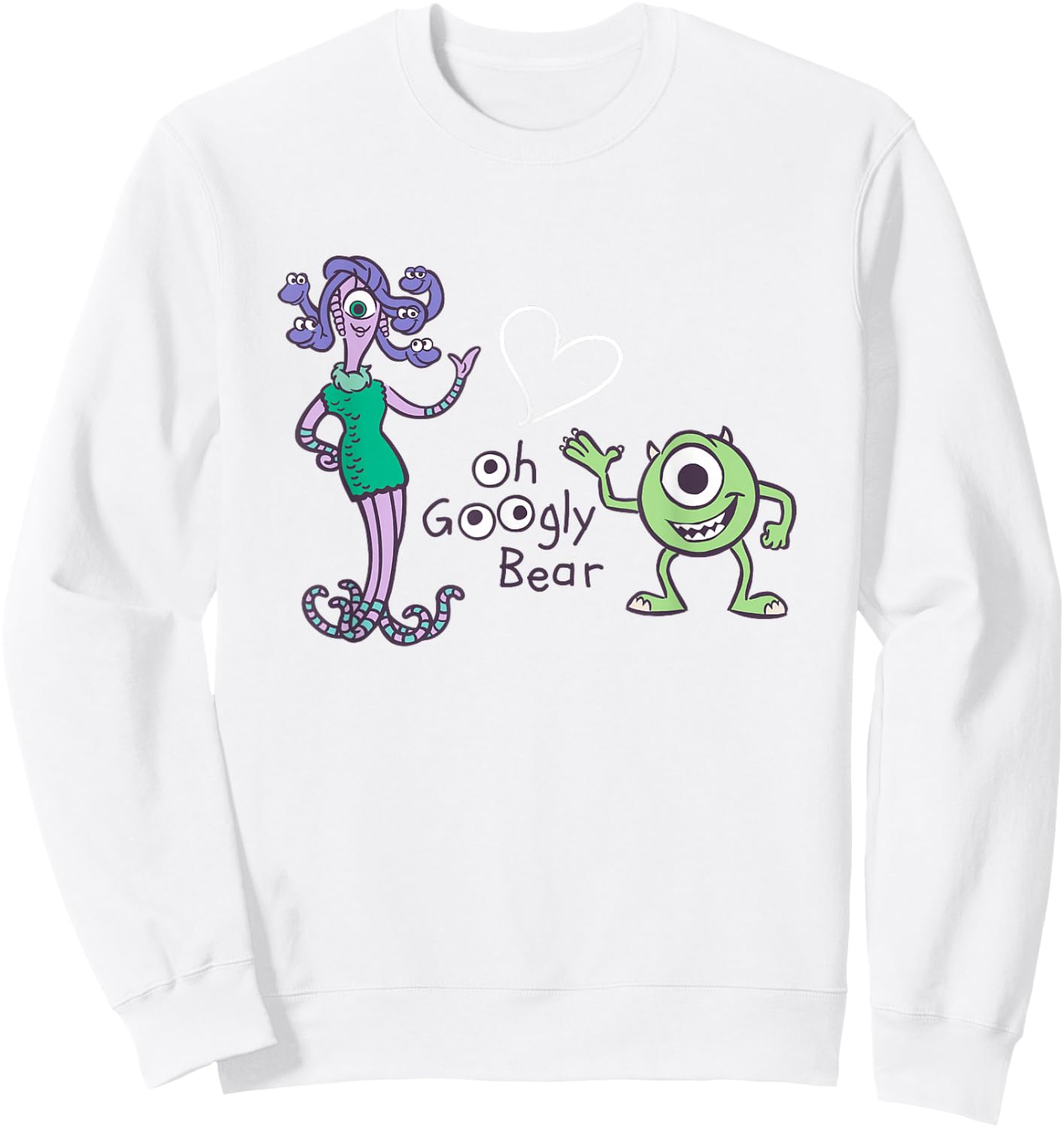Disney Pixar Monsters Inc. Mike Celia Oh Googly Bear Logo Sweatshirt - Sweatshirt | White