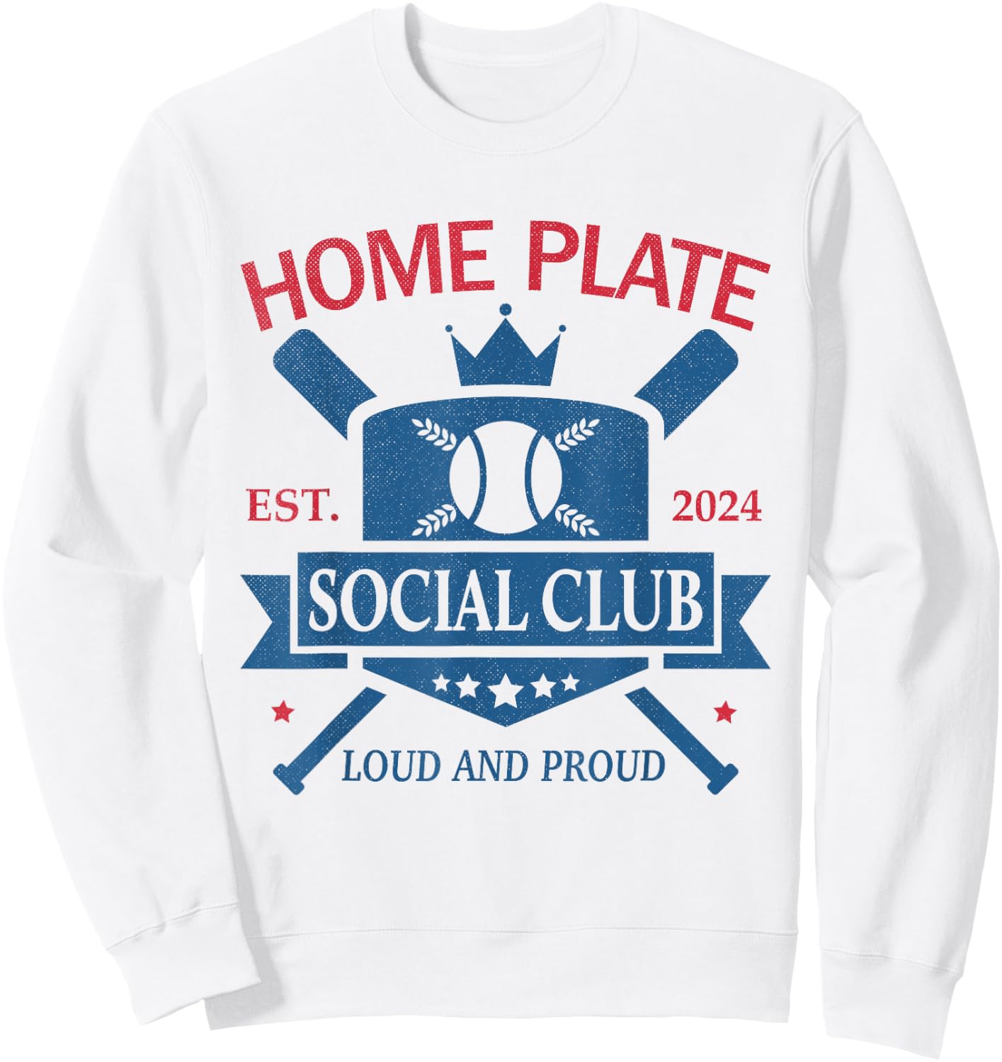 Funny Baseball Home Plate Social Club Sweatshirt - Sweatshirt | White