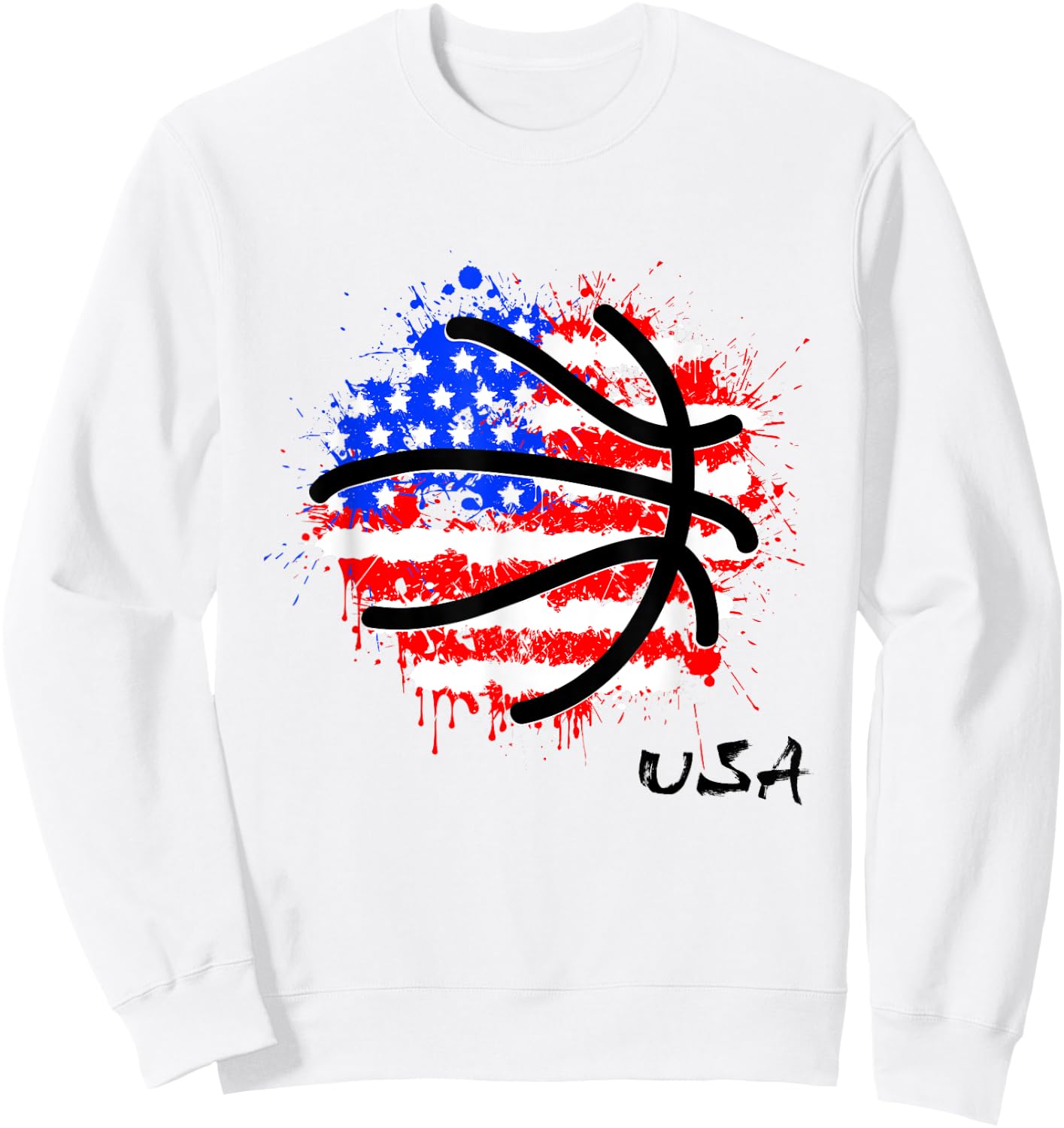 Patriotic Basketball 4th Of July Men USA American Flag Boys Sweatshirt - Sweatshirt | White