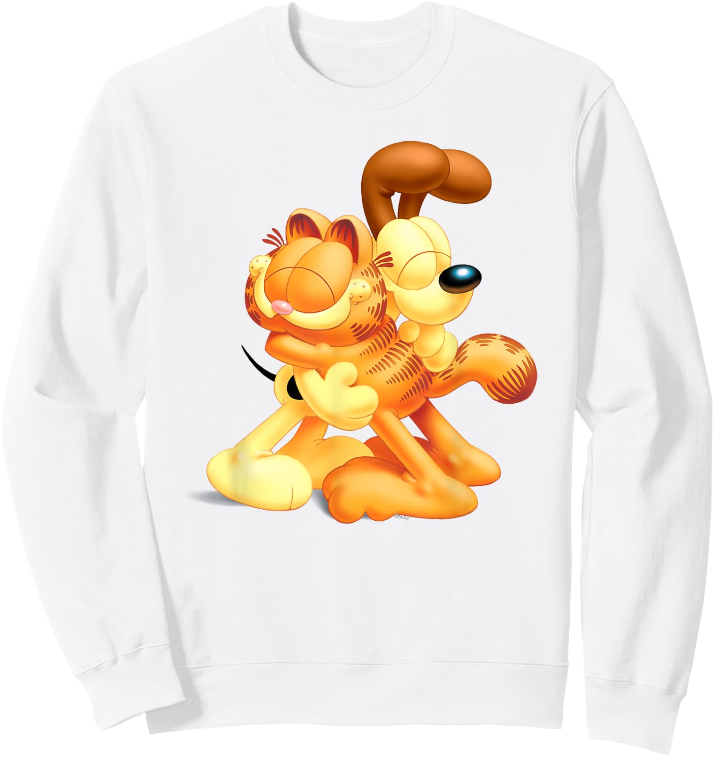 Garfield & Odie 3D Hugging Cute Cartoon Cat and Dog Sweatshirt - Sweatshirt | White