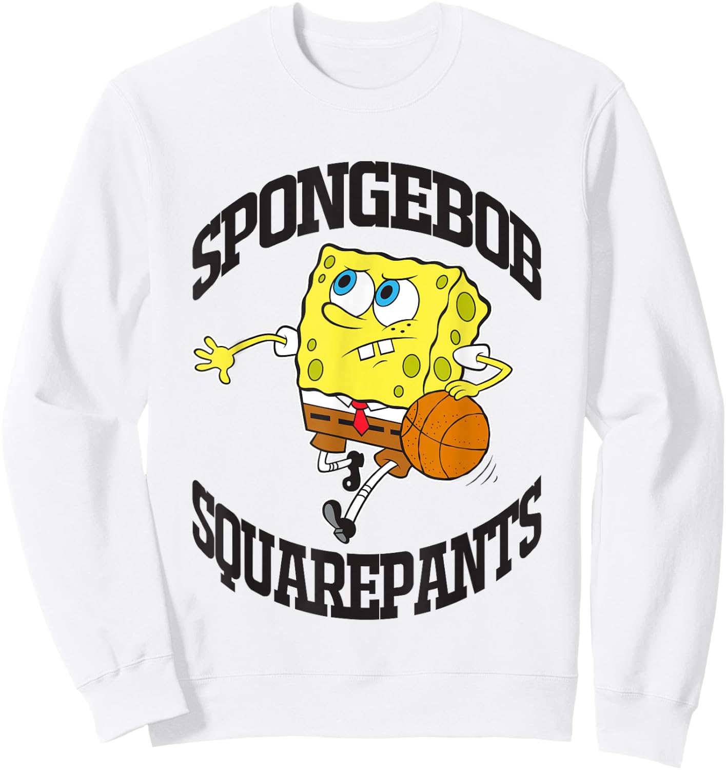 SpongeBob SquarePants Playing Basketball Black Logo Sweatshirt - Sweatshirt | White