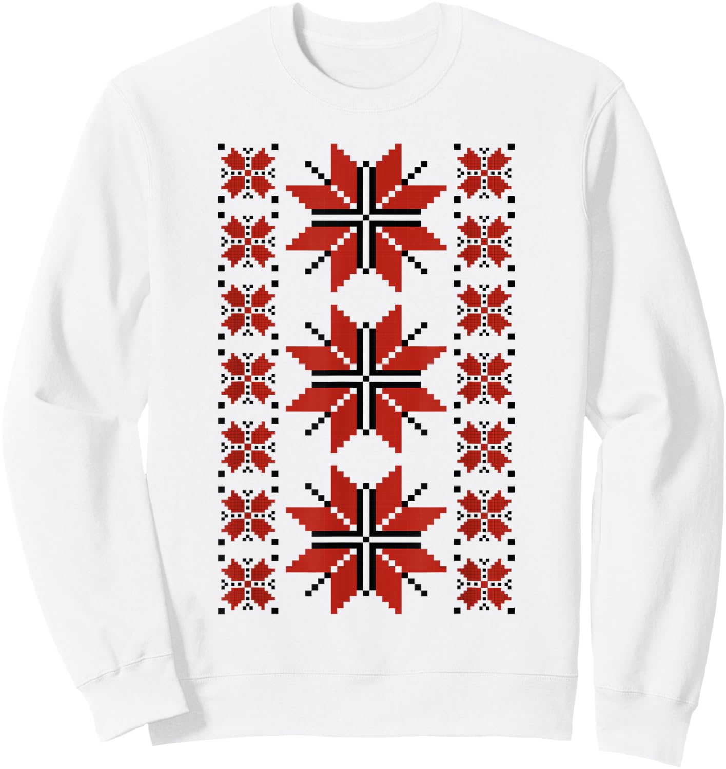 Noi Suntem Romani Traditional Romanian Folk Art Motifs Sweatshirt - Sweatshirt | White