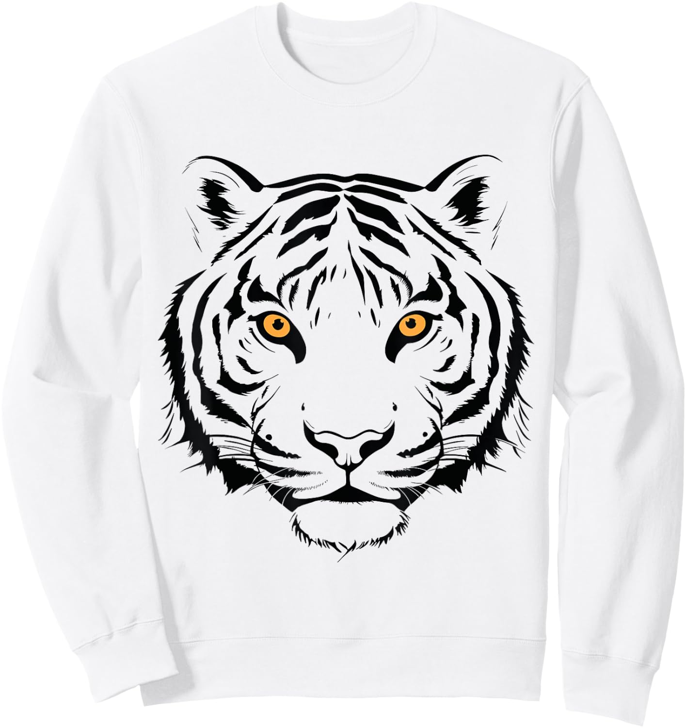 Orange Tiger Face Wild Animal Women Men Orange Tiger Head Sweatshirt - Sweatshirt | White