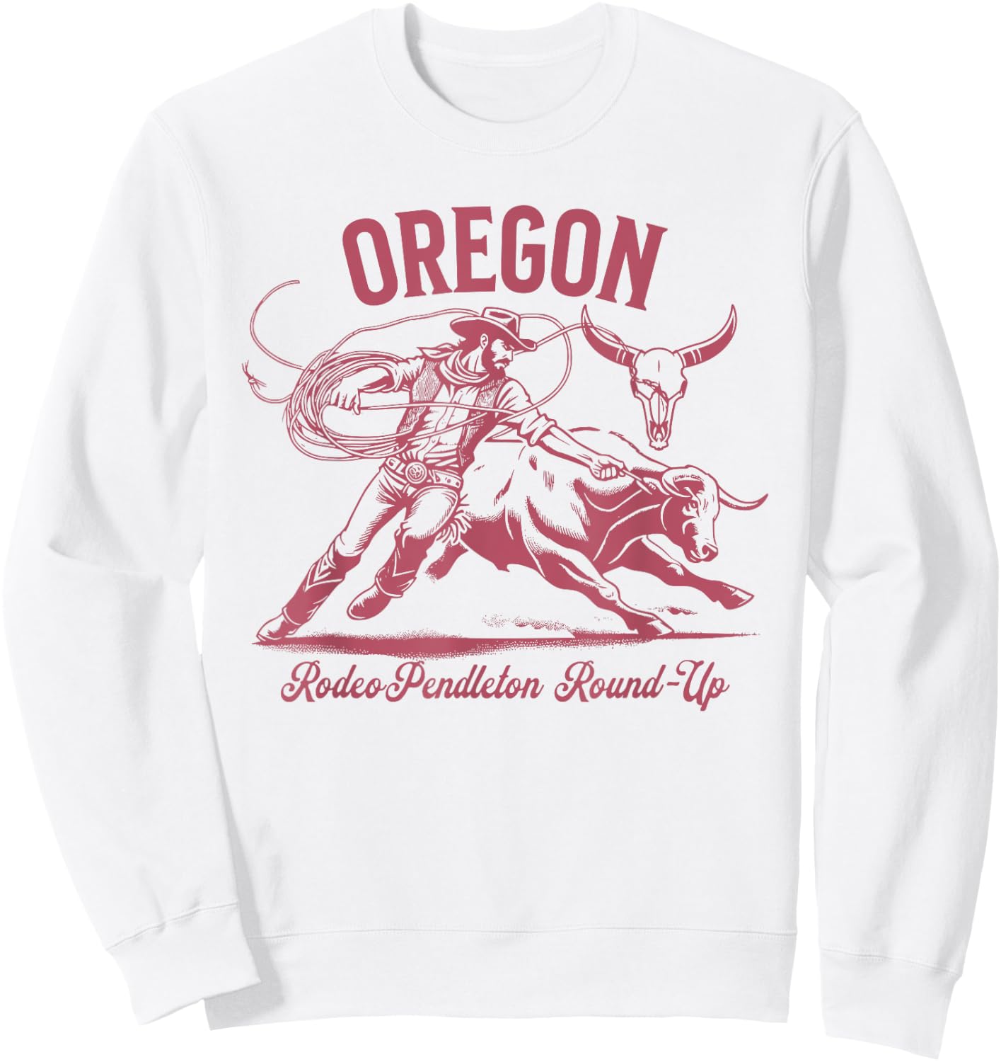 Oregon Pendleton Round-Up Cowboy Bulls and Steers Sweatshirt - Sweatshirt | White