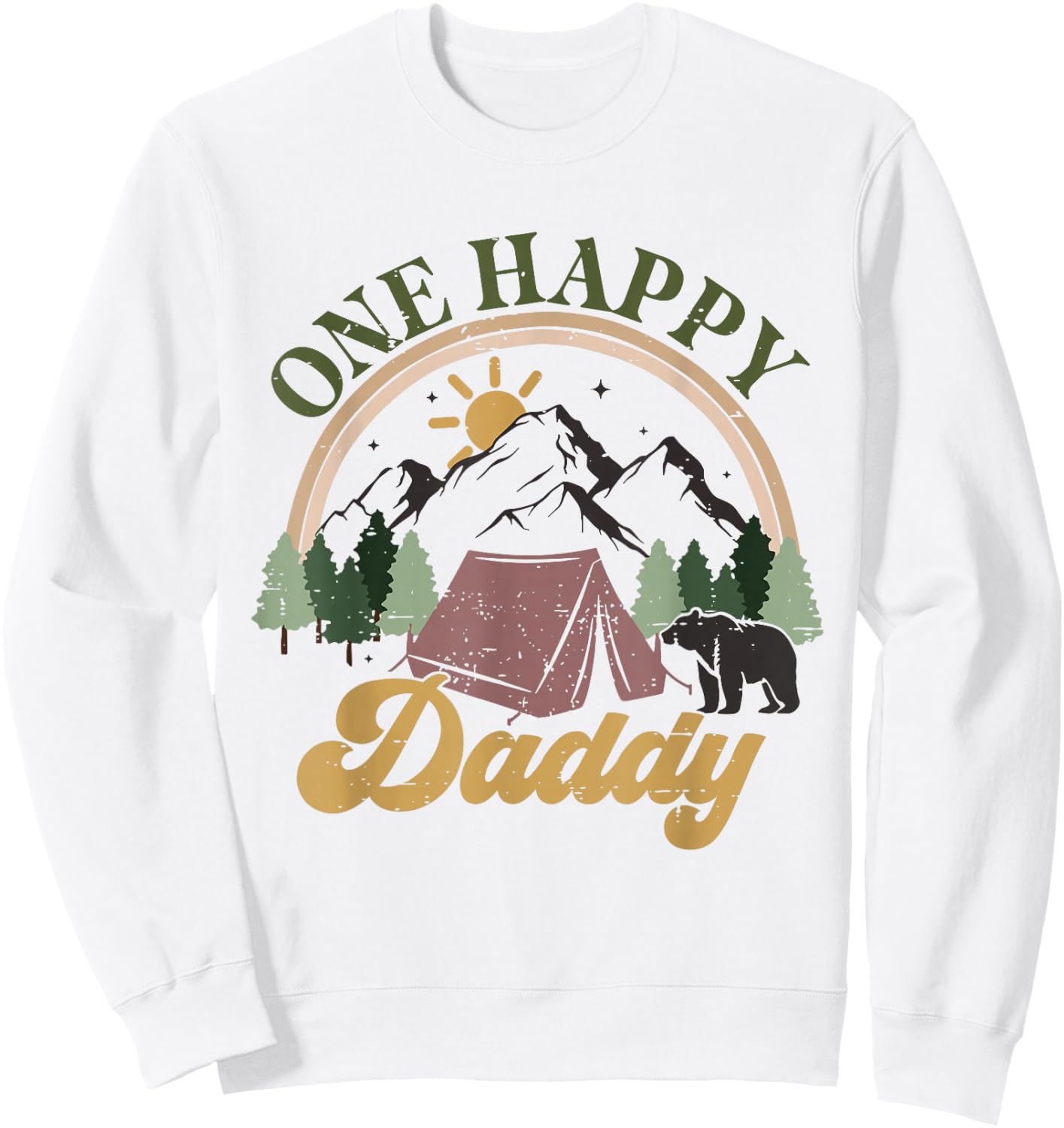 Cute One Happy Camper Birthday Decorations One Happy Daddy Sweatshirt - Sweatshirt | White