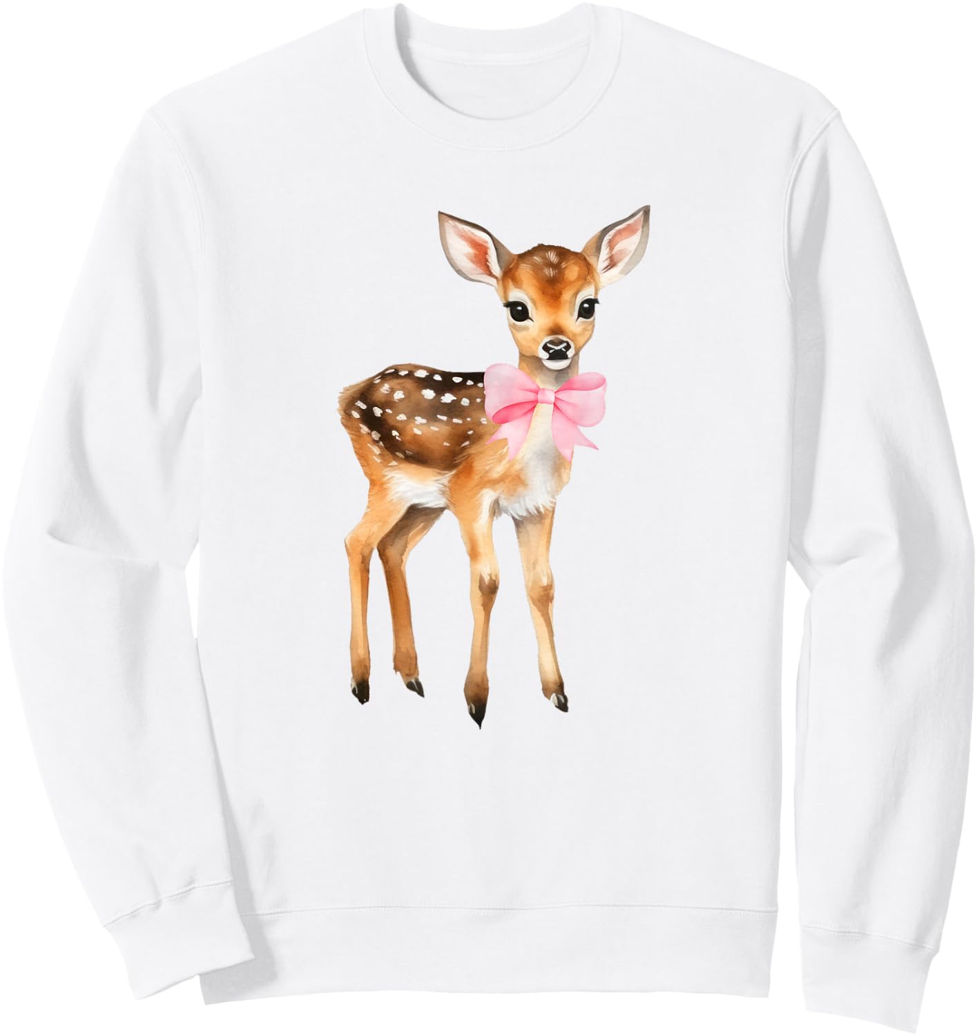 Deer Coquette Bow Girl Cute Aesthetic Girl Woman Reindeer Sweatshirt - Sweatshirt | White