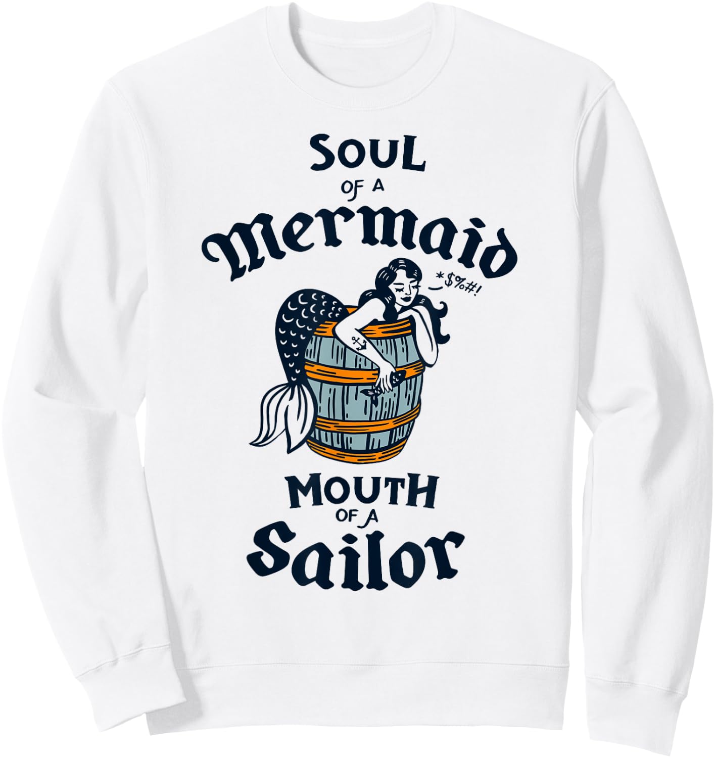 Soul Of A Mermaid: Retro Summer Mermaids Vintage Beach Pinup Sweatshirt - Sweatshirt | White