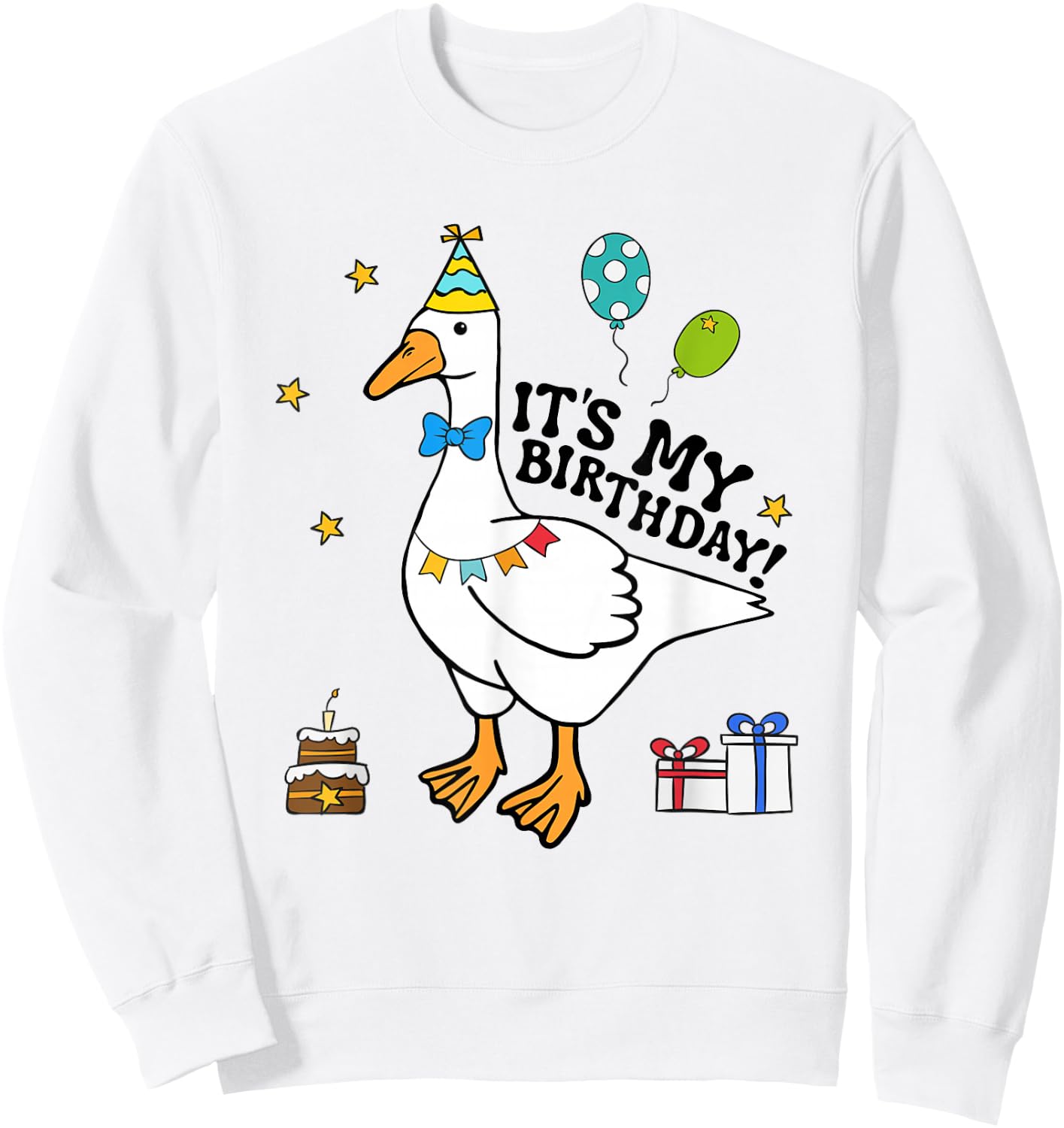 Silly Goose It's My Birthday Birthday Cake Silly Goose Retro Sweatshirt - Sweatshirt | White