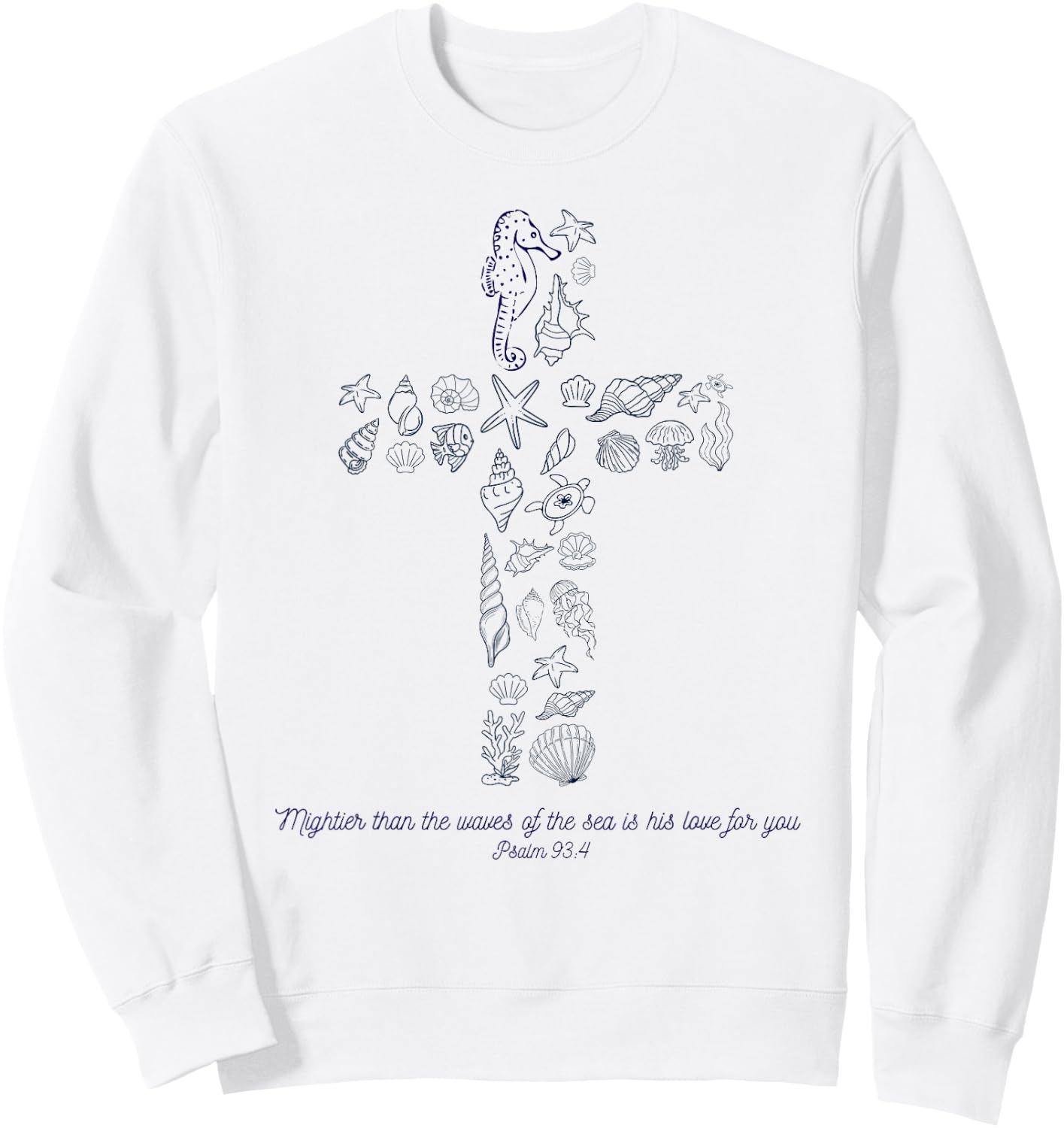 Beachy shirt Christian Ocean Beach Sea Shell Shirts Scuba Sweatshirt - Sweatshirt | White