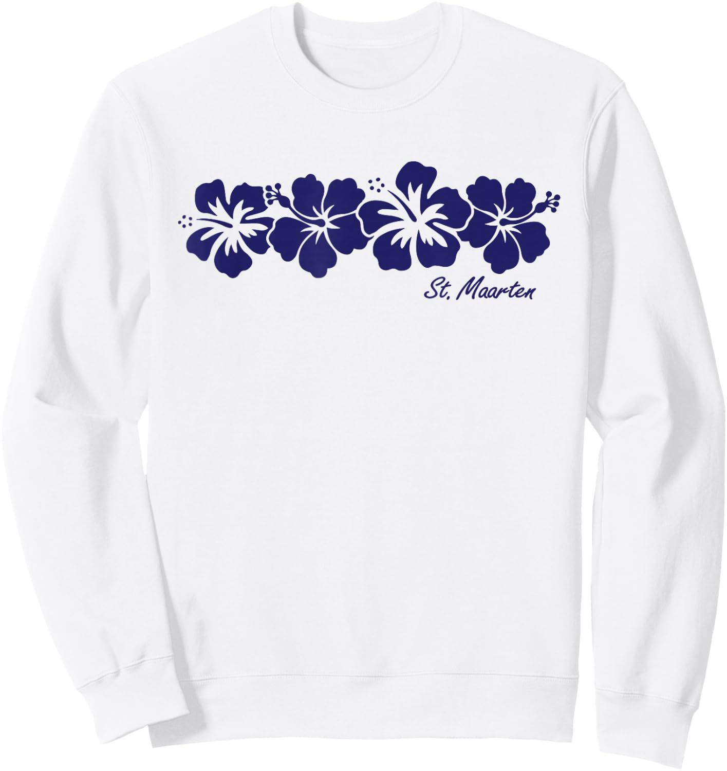 St. Maarten Hibiscus Flower Boys Girls Vacation Souvenir Sweatshirt - Sweatshirt | White