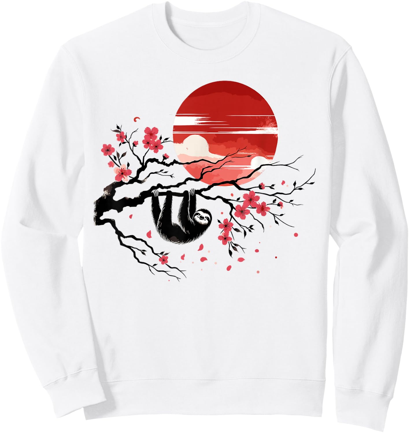 Kawaii Anime Japanese Art Sakura Men Women Kids Funny Sloth Sweatshirt - Sweatshirt | White