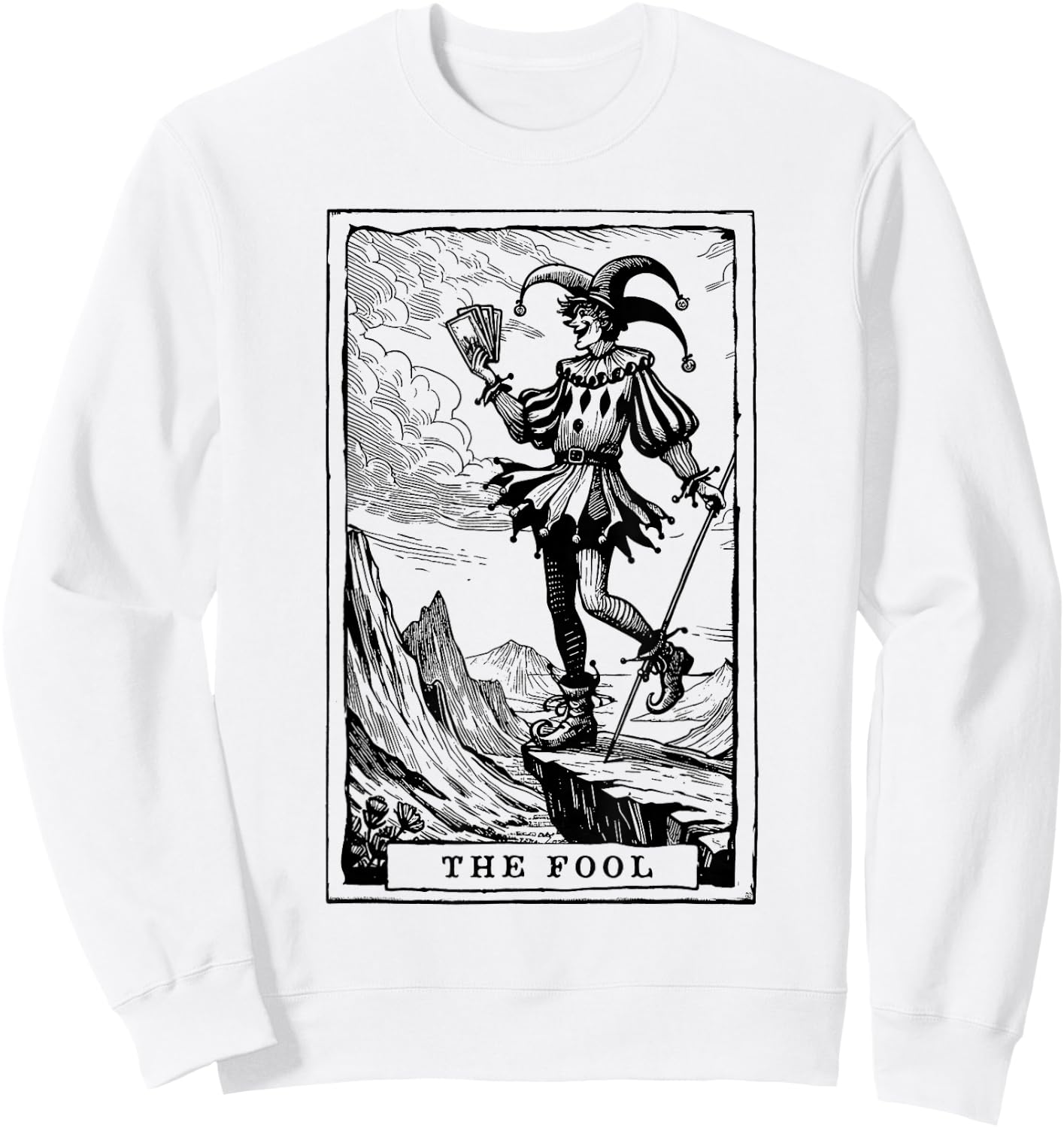 Tarot Card Shirt Jester The Fool Major Arcana Tarot Card Sweatshirt - Sweatshirt | White