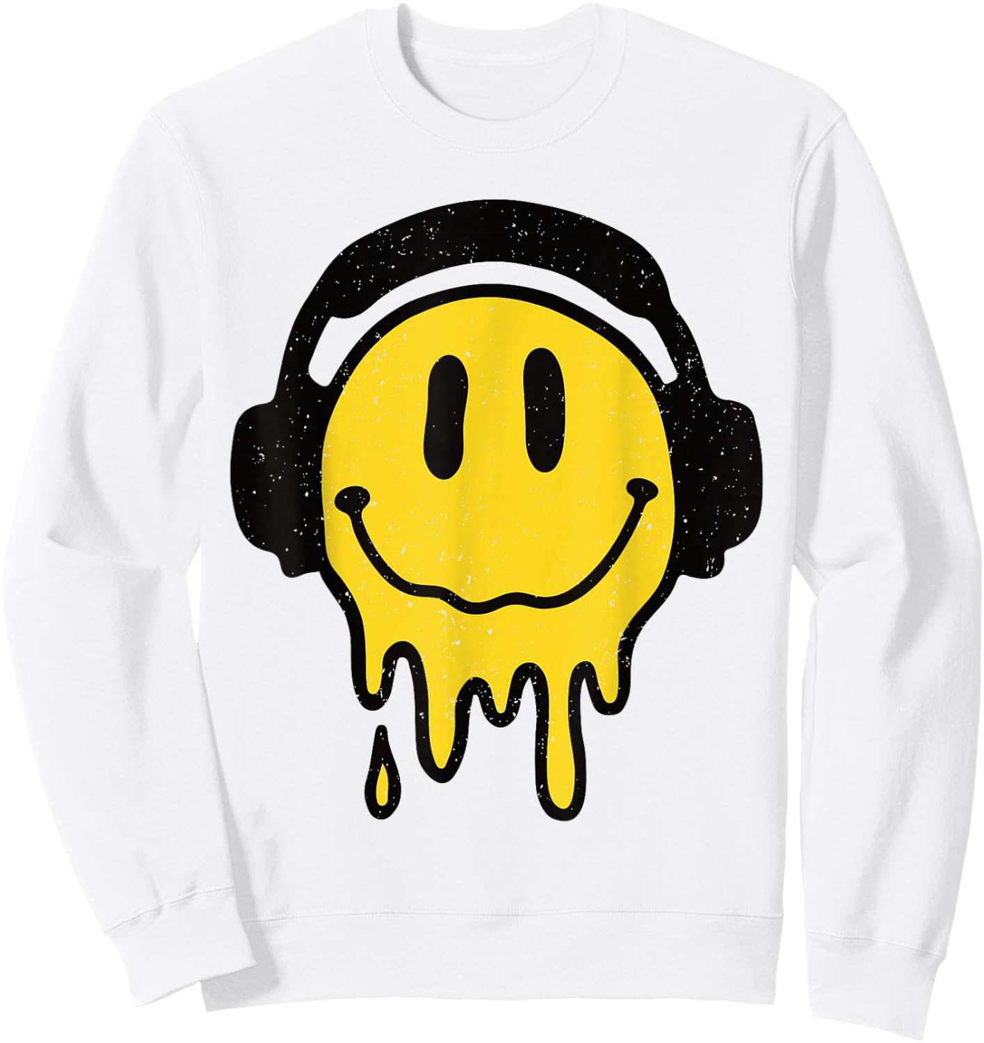 Melting Yellow Smile Funny Smiling Melted Dripping Face Cute Sweatshirt - Sweatshirt | White