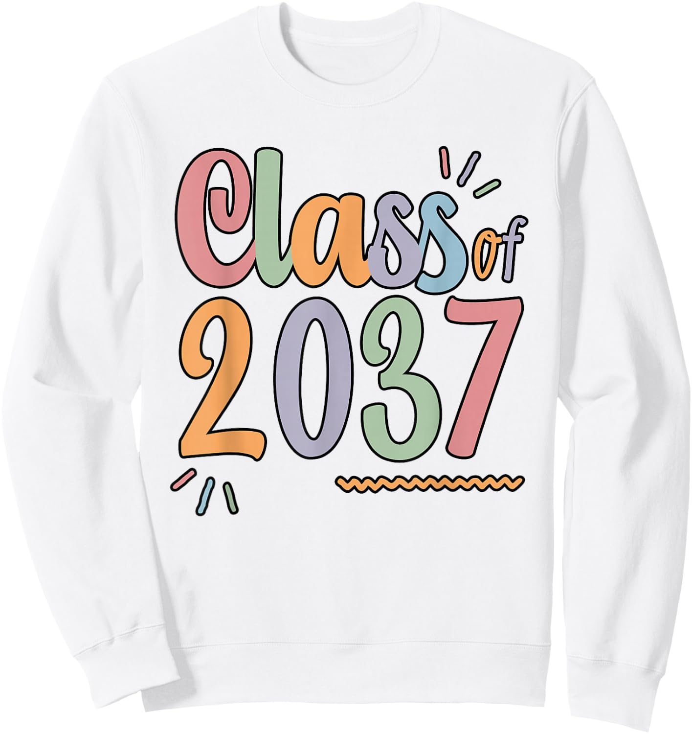 Class of 2037 Grow With Me Handprints On Back K to 12 Sweatshirt - Sweatshirt | White