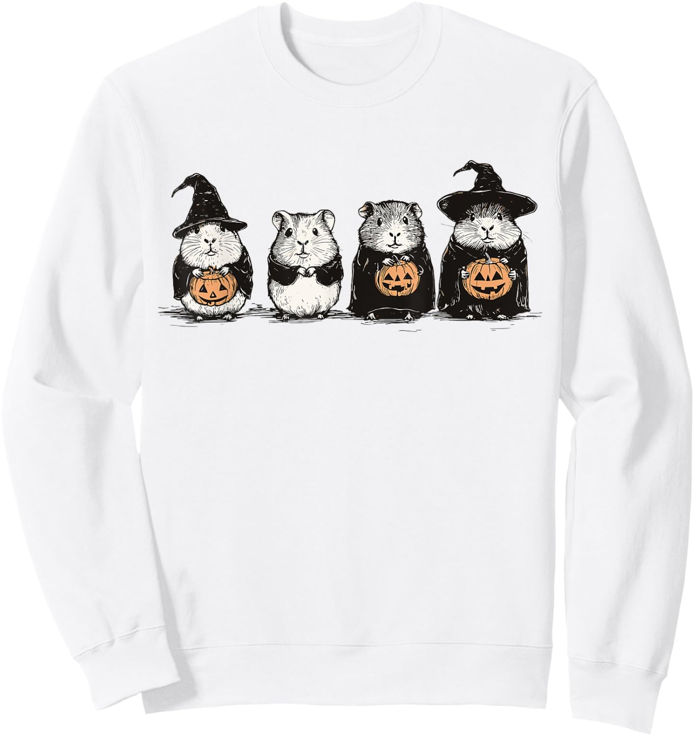 Cute Guinea Pig Halloween Guinea Pig Witch Hilarious Animal Sweatshirt - Sweatshirt | White