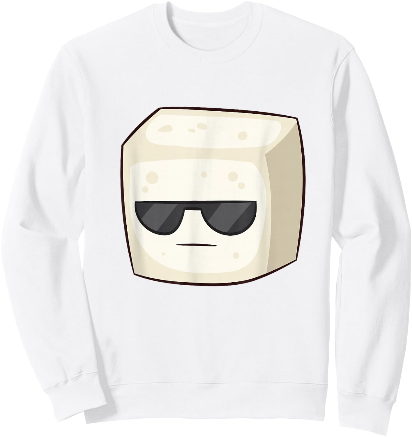 Tofu With Sunglasses Vegan Vegetarian Cute Cartoon Tofu Sweatshirt - Sweatshirt | White
