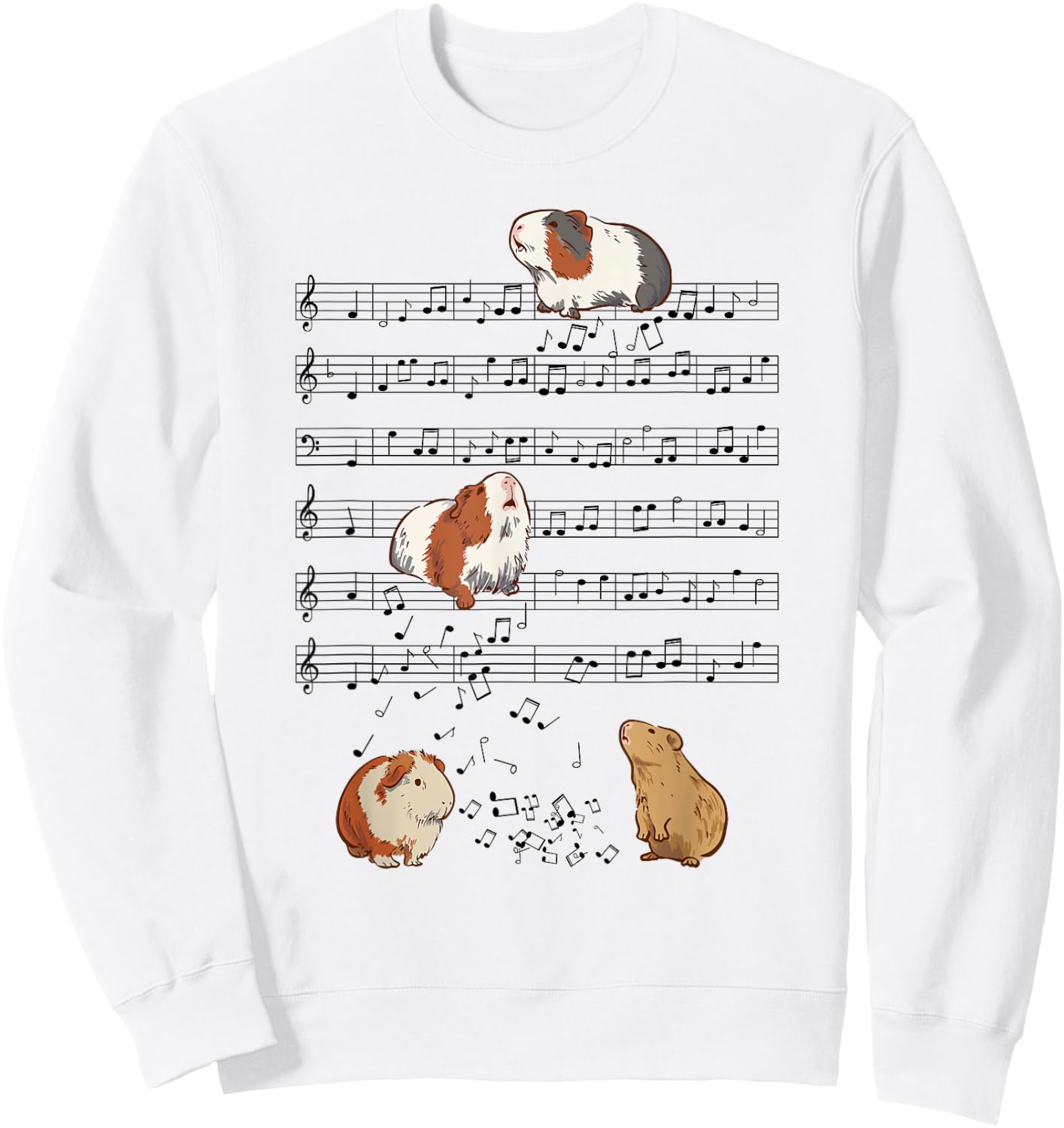 Cute Guinea Pig Playing Music Note Clef Musician Art Sweatshirt - Sweatshirt | White