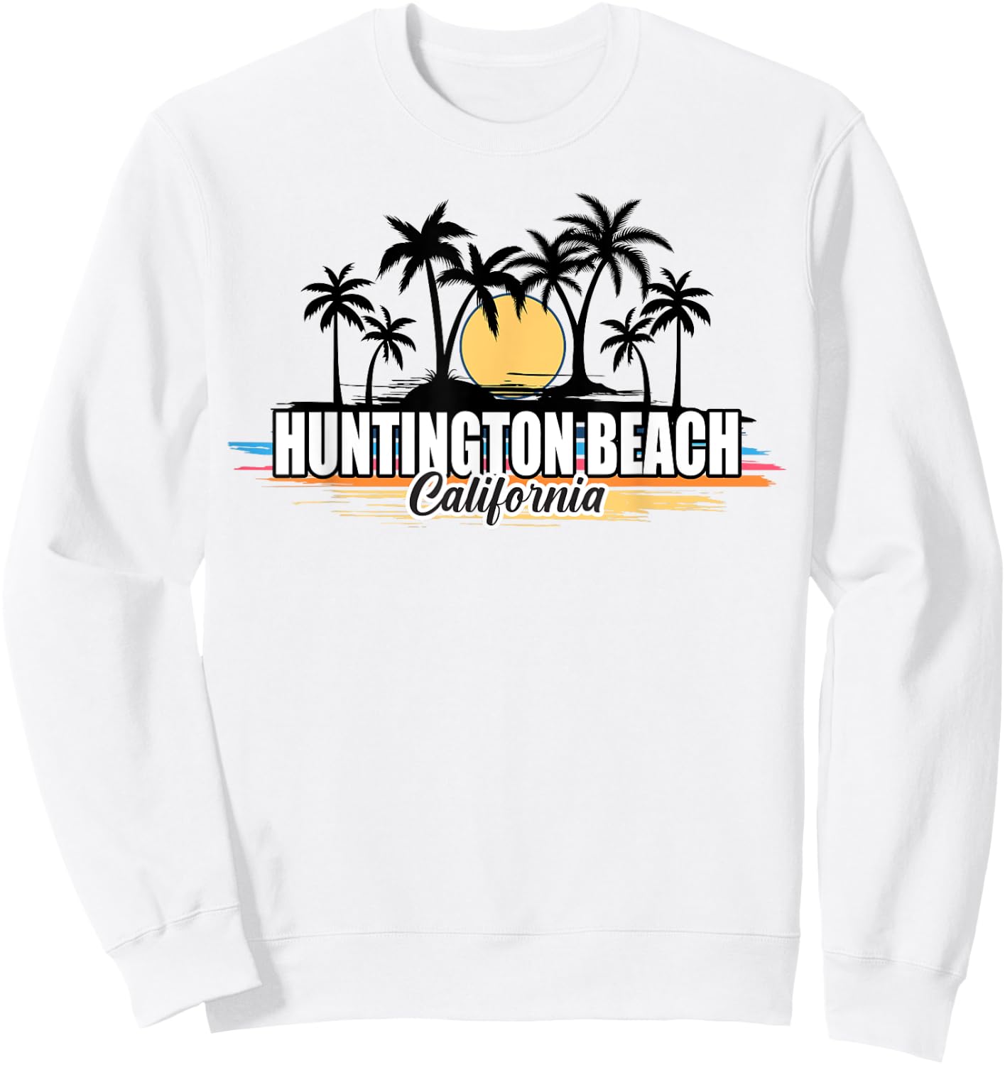 Huntington Beach California Retro Surfing Beach Sweatshirt - Sweatshirt | White