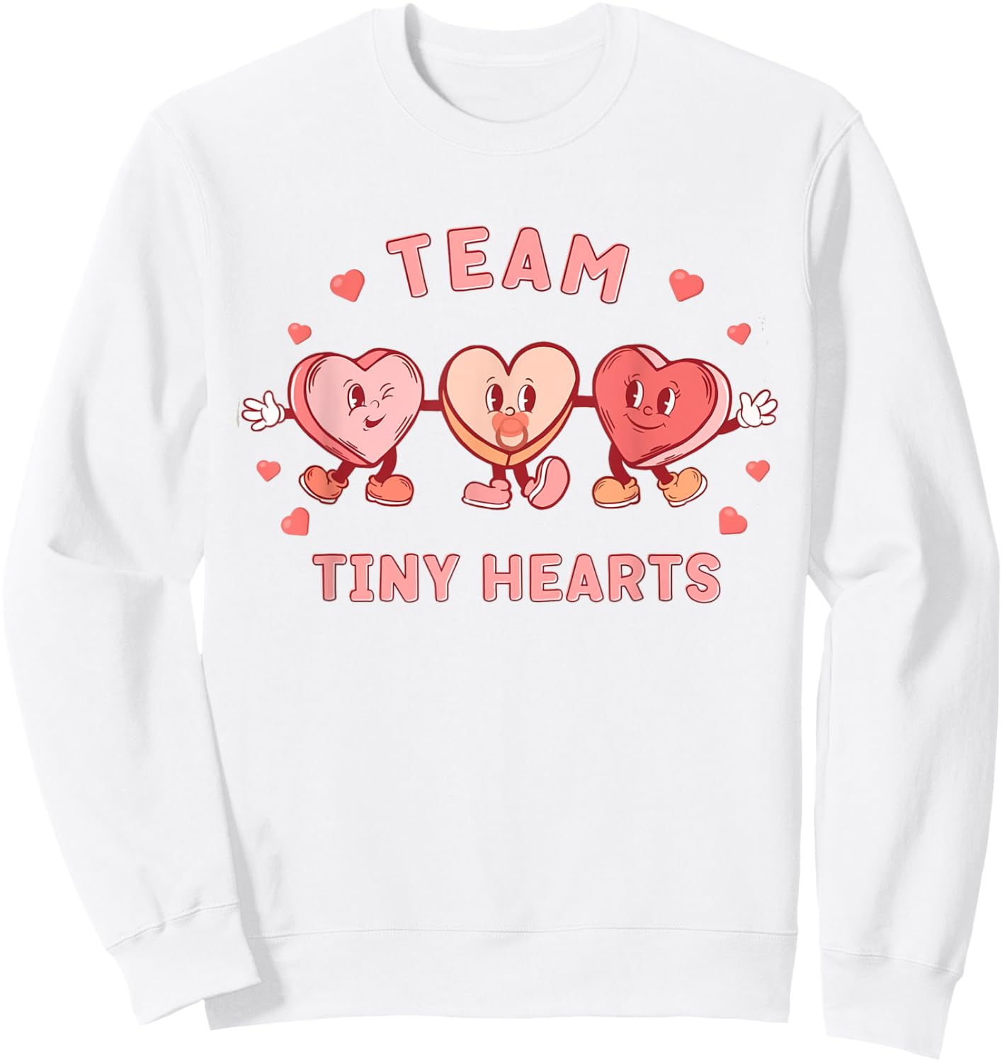 Retro Team Tiny Hearts Nurse Valentines Peds Cardiac Nurse Sweatshirt - Sweatshirt | White