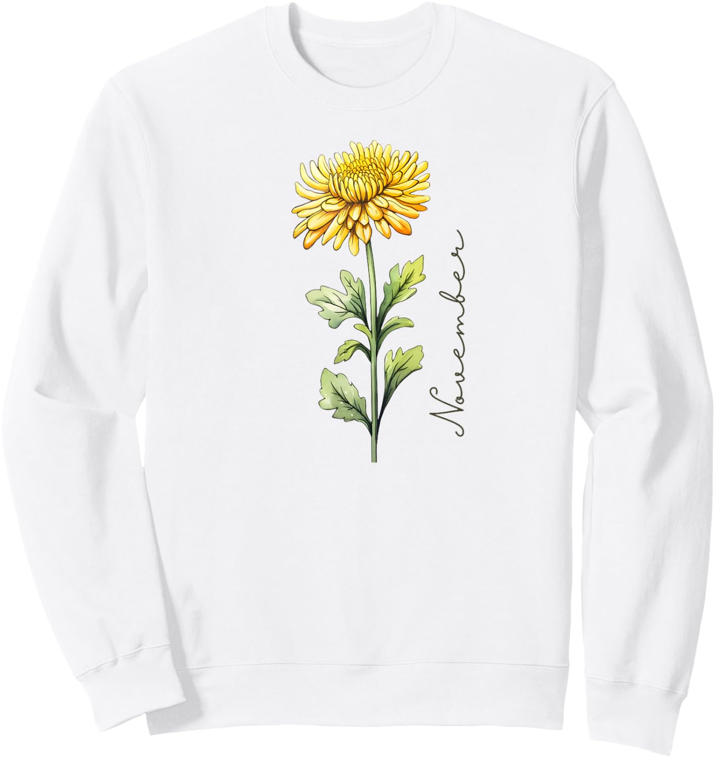 November Birthday Chrysanthemum Birth Flower Sweatshirt - Sweatshirt | White