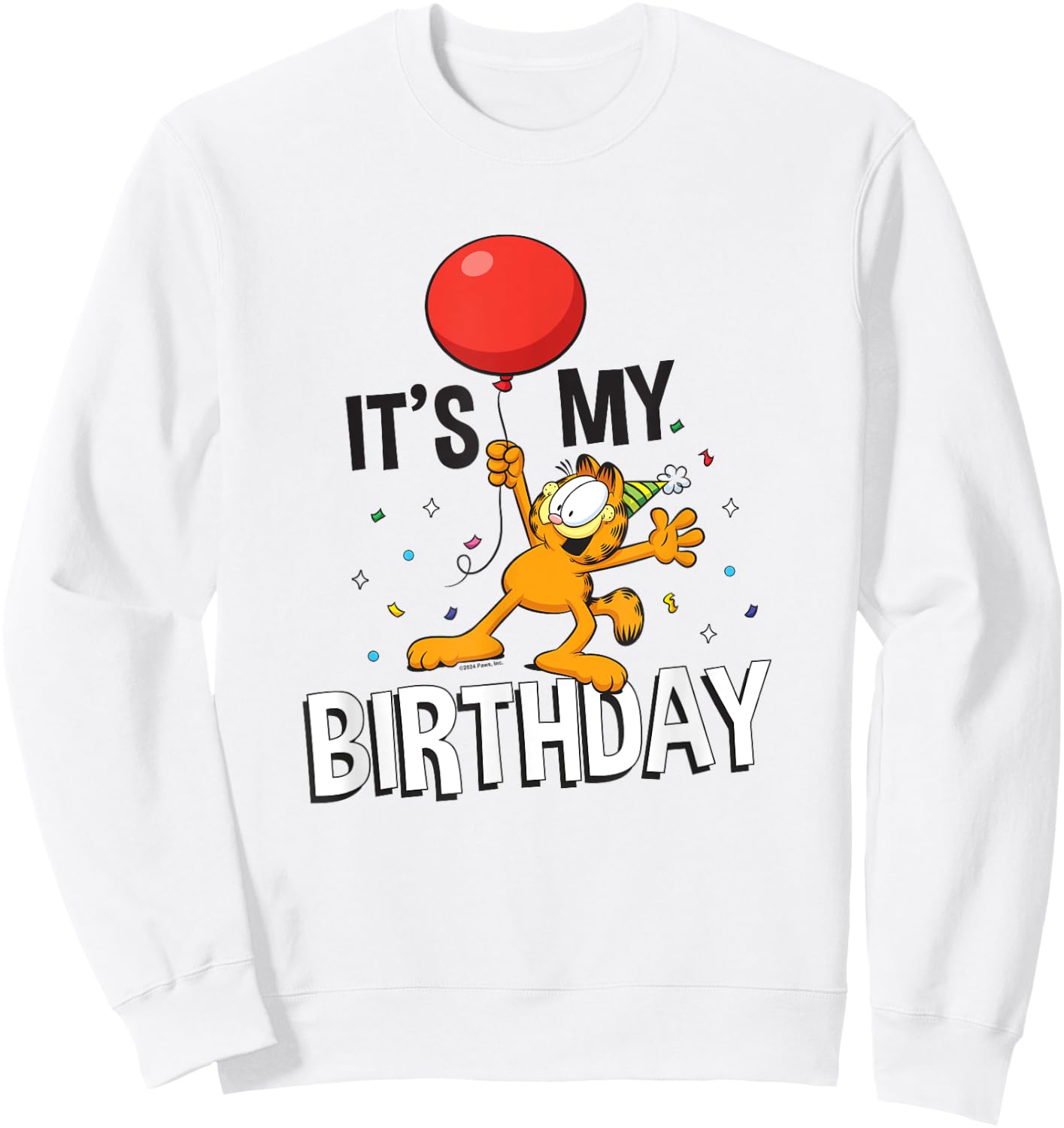 Garfield It's My Birthday Confetti Celebration Logo Sweatshirt - Sweatshirt | White