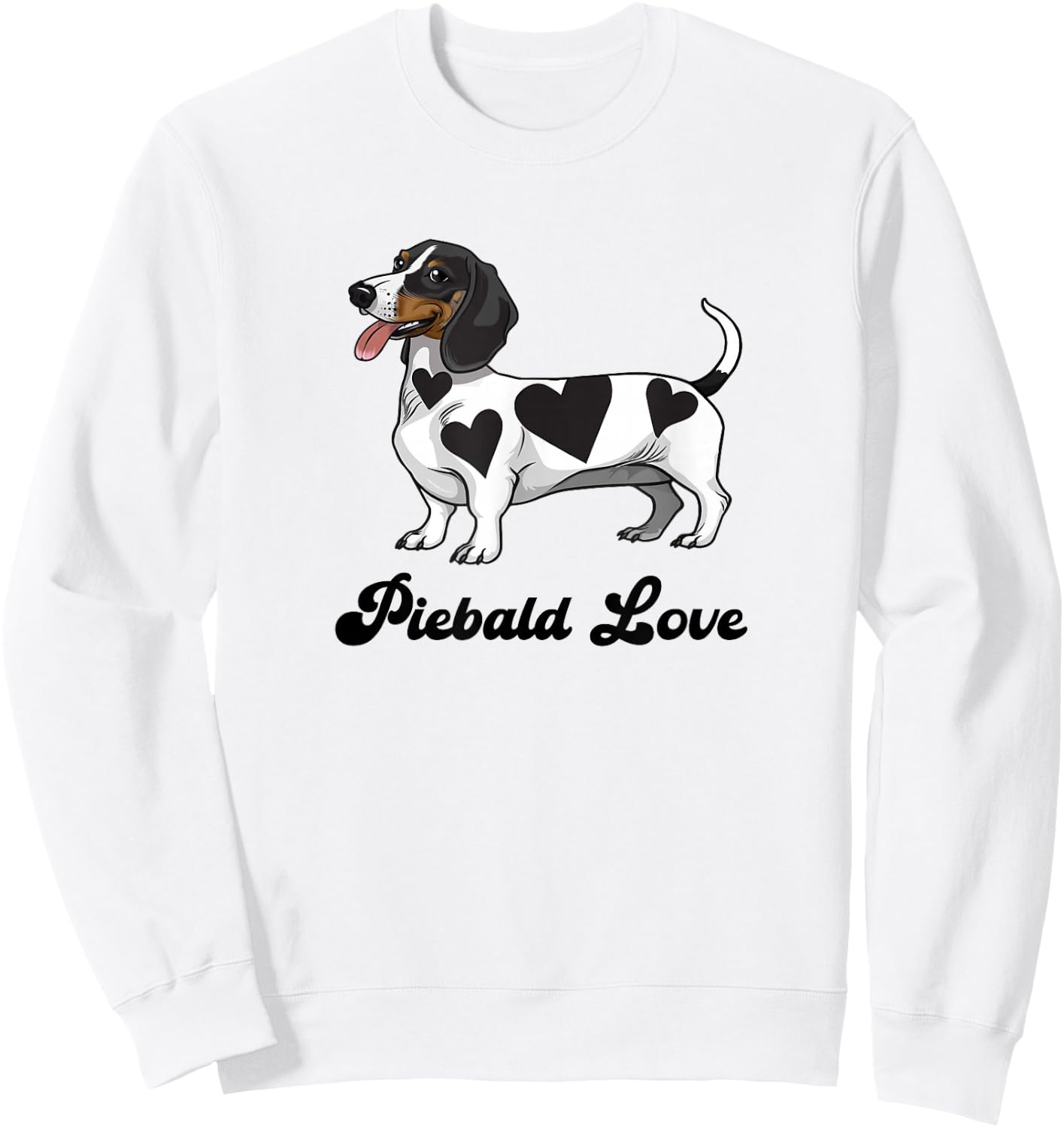 Funny Girls Heart Love Piebald Love Dachshund Lover Sweatshirt - Sweatshirt | White