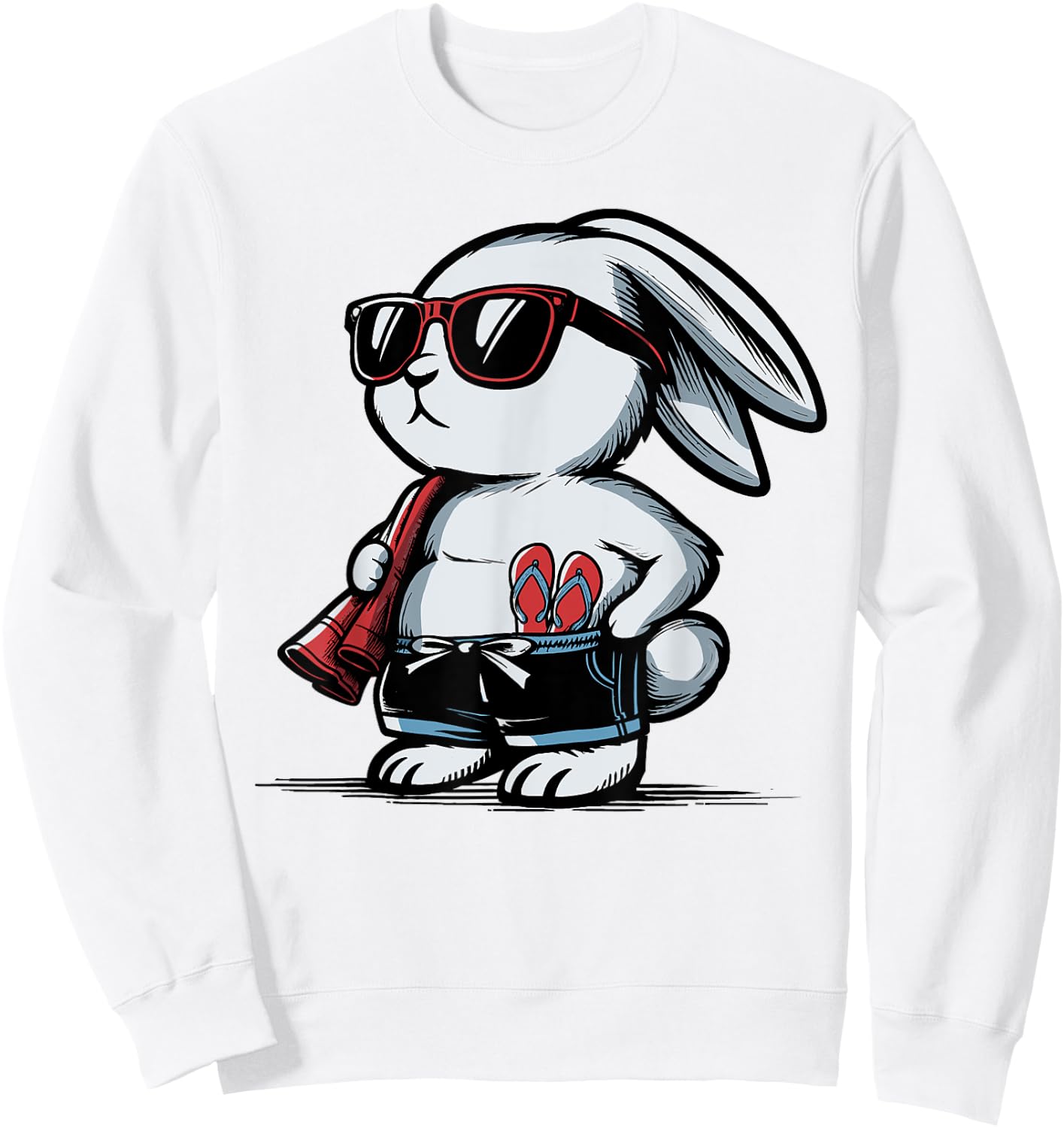 Beach Rabbit Bunny Beach-Goer Summer Men Women Girls Kids Sweatshirt - Sweatshirt | White