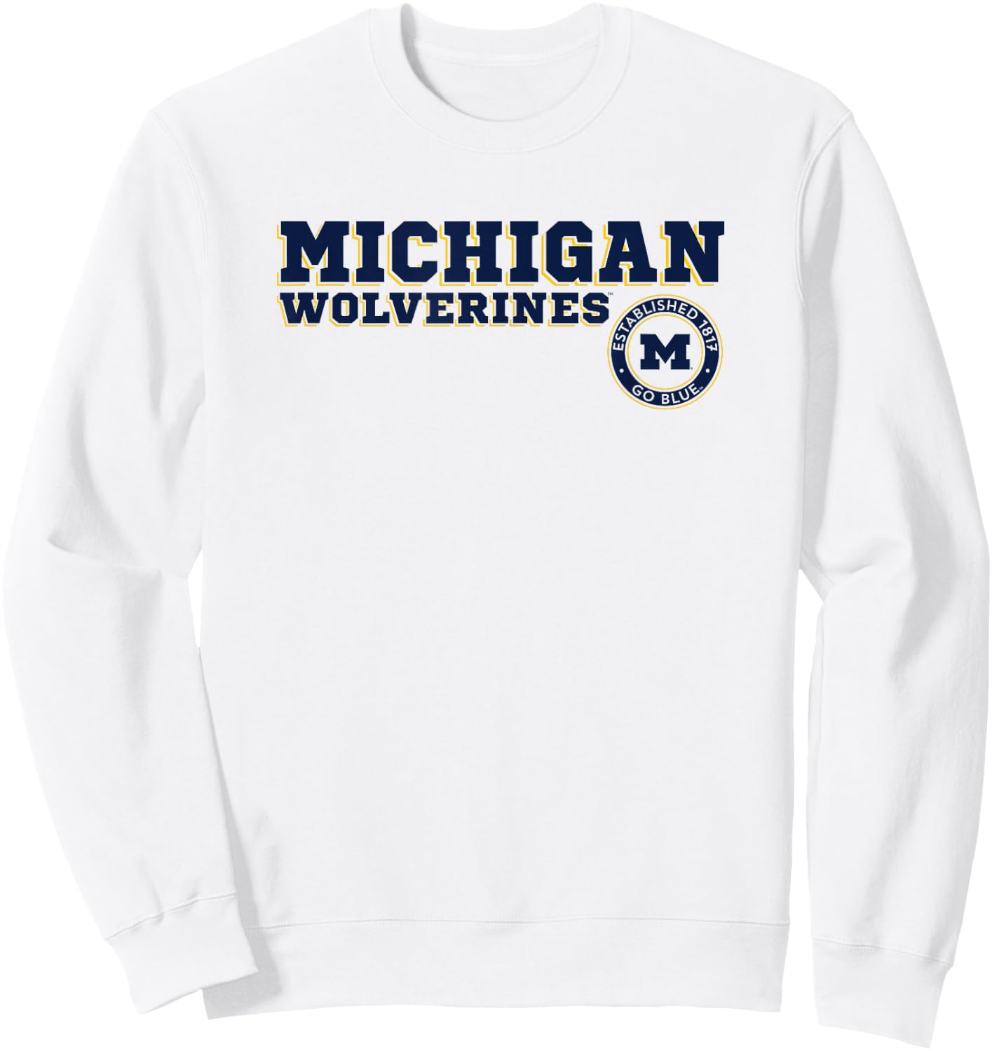 University of Michigan Wolverines U of M Block Text Sweatshirt - Sweatshirt | White