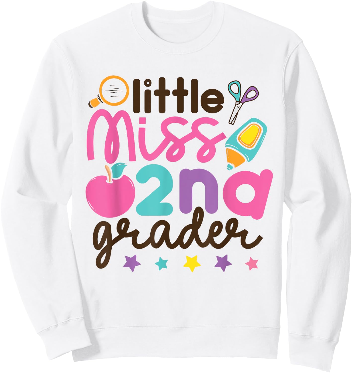 Little Miss 2nd Grade First Day of Second Grade Cute Girls Sweatshirt - Sweatshirt | White