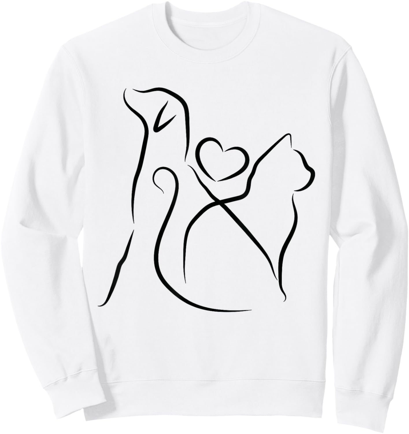Dog Puppy and Baby Cat Heart - Animal Dog & Cat Heart Sweatshirt - Sweatshirt | White