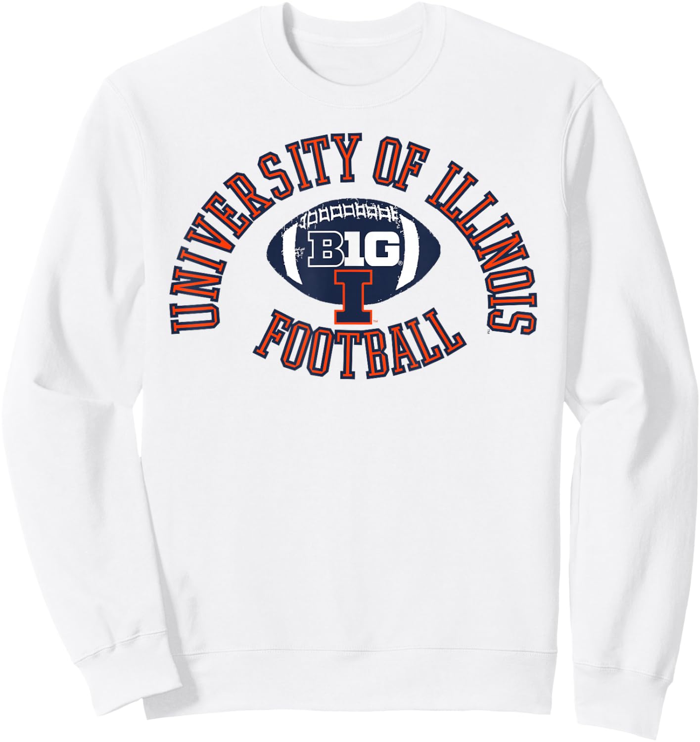 Elite Authentics -Adults & Kids Grey Illinois Fighting Illini Big 10 Football Sweatshirt - Sweatshirt | White