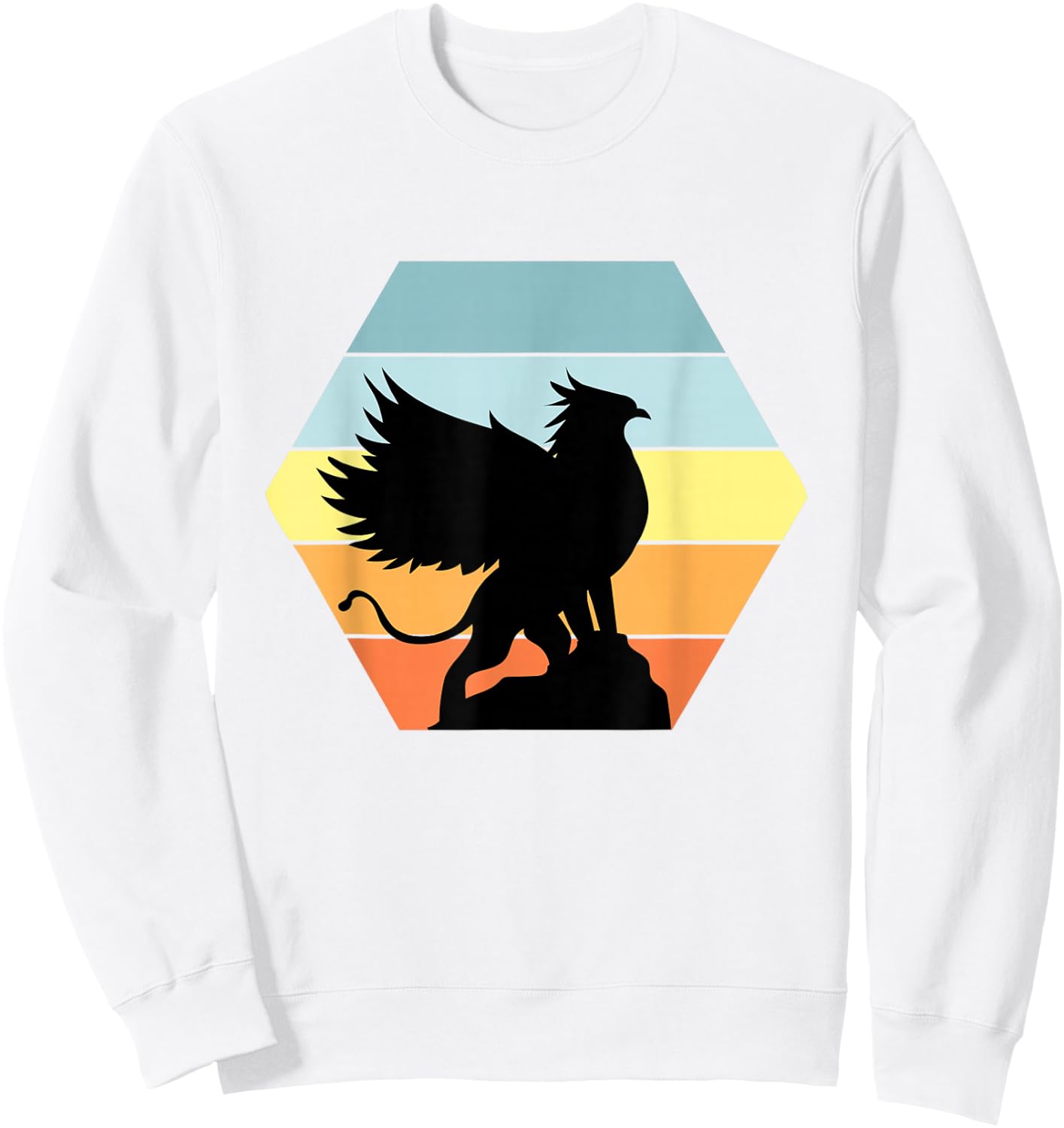 Griffin Retro Vintage Sunset Lion Eagle Mythical Creature Sweatshirt - Sweatshirt | White