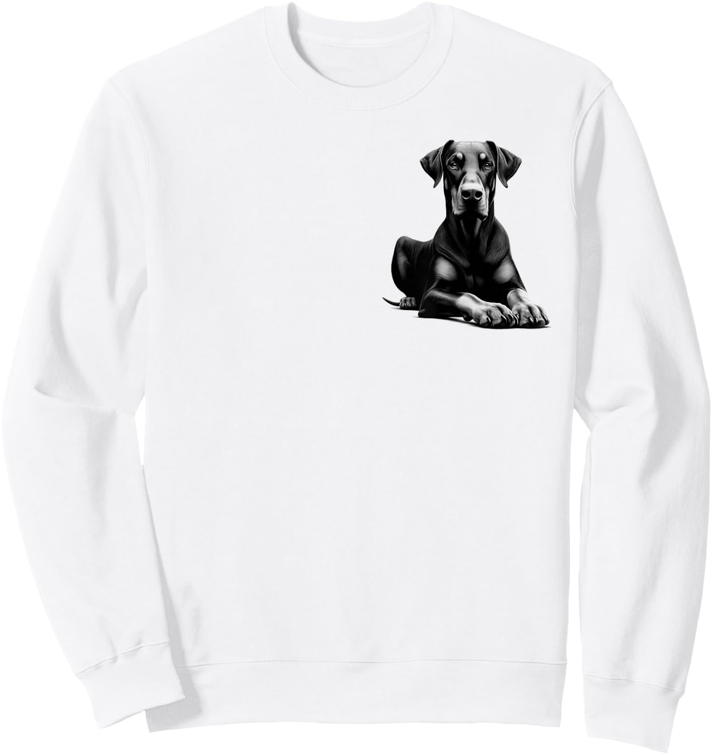 Cool Doberman with Floppy Ears - Lying Pose on Chest Sweatshirt - Sweatshirt | White