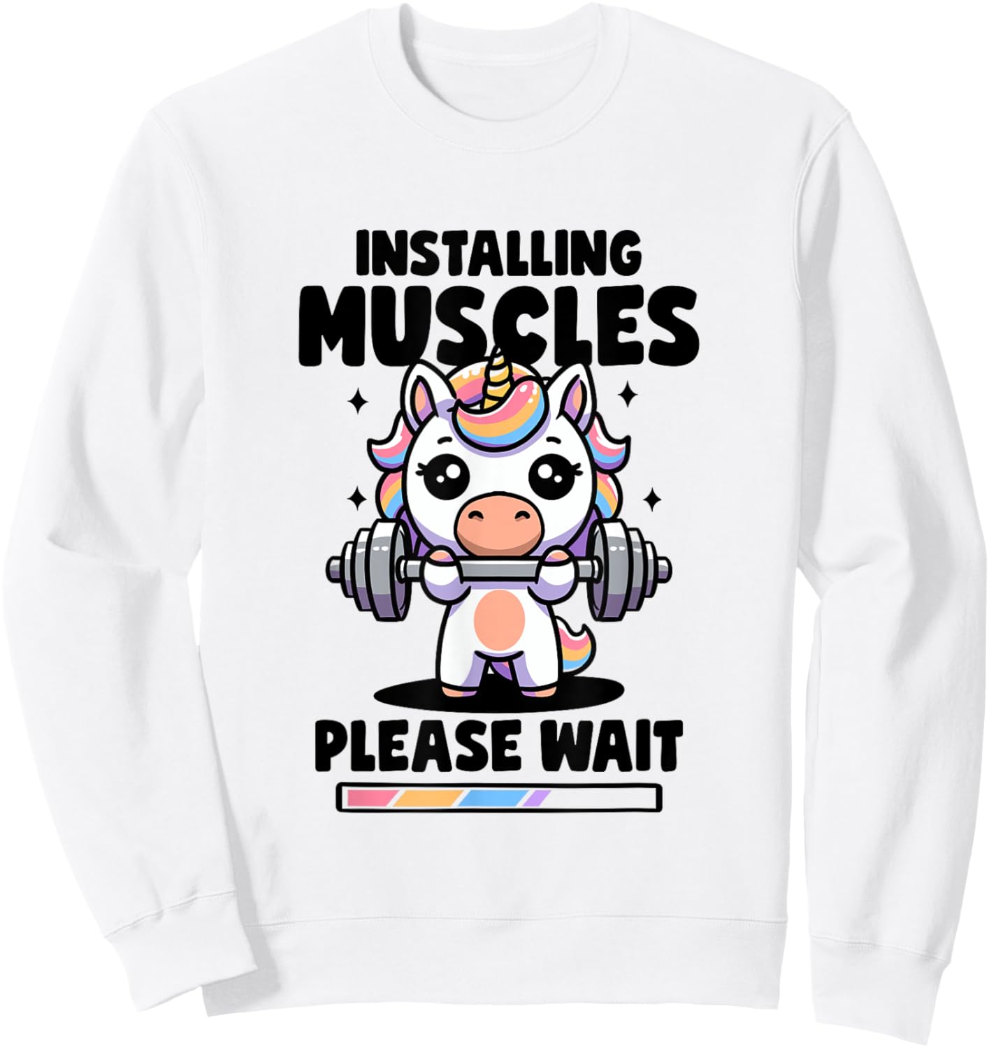 Installing Muscles Please Wait Unicorn Gym Quote Unicorn Sweatshirt - Sweatshirt | White