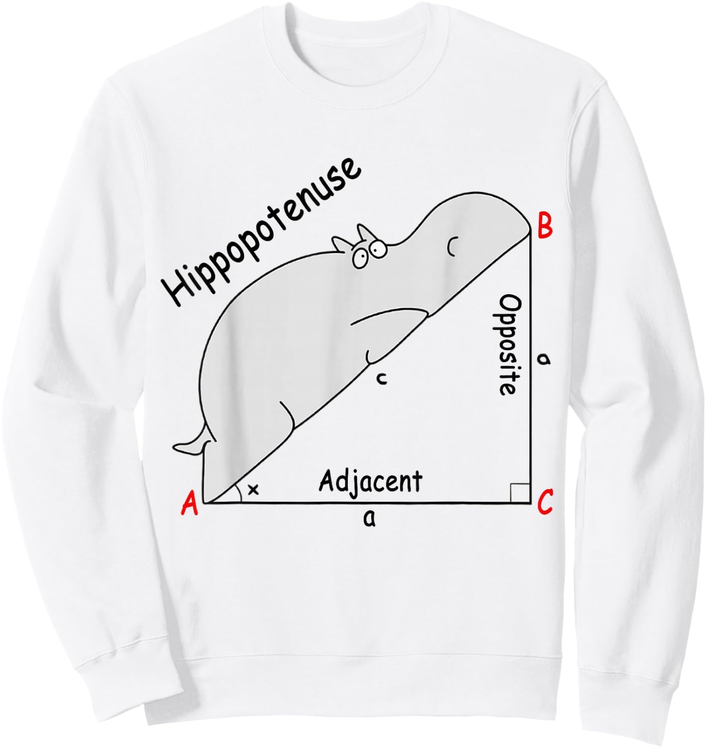 Hippopotenuse Hippopotamus Funny Math Geometry Sweatshirt - Sweatshirt | White