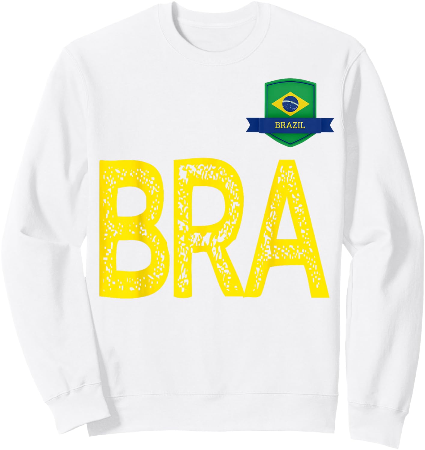 Brazil Human Flag Letter B and Letter R and A Brazil Sweatshirt - Sweatshirt | White