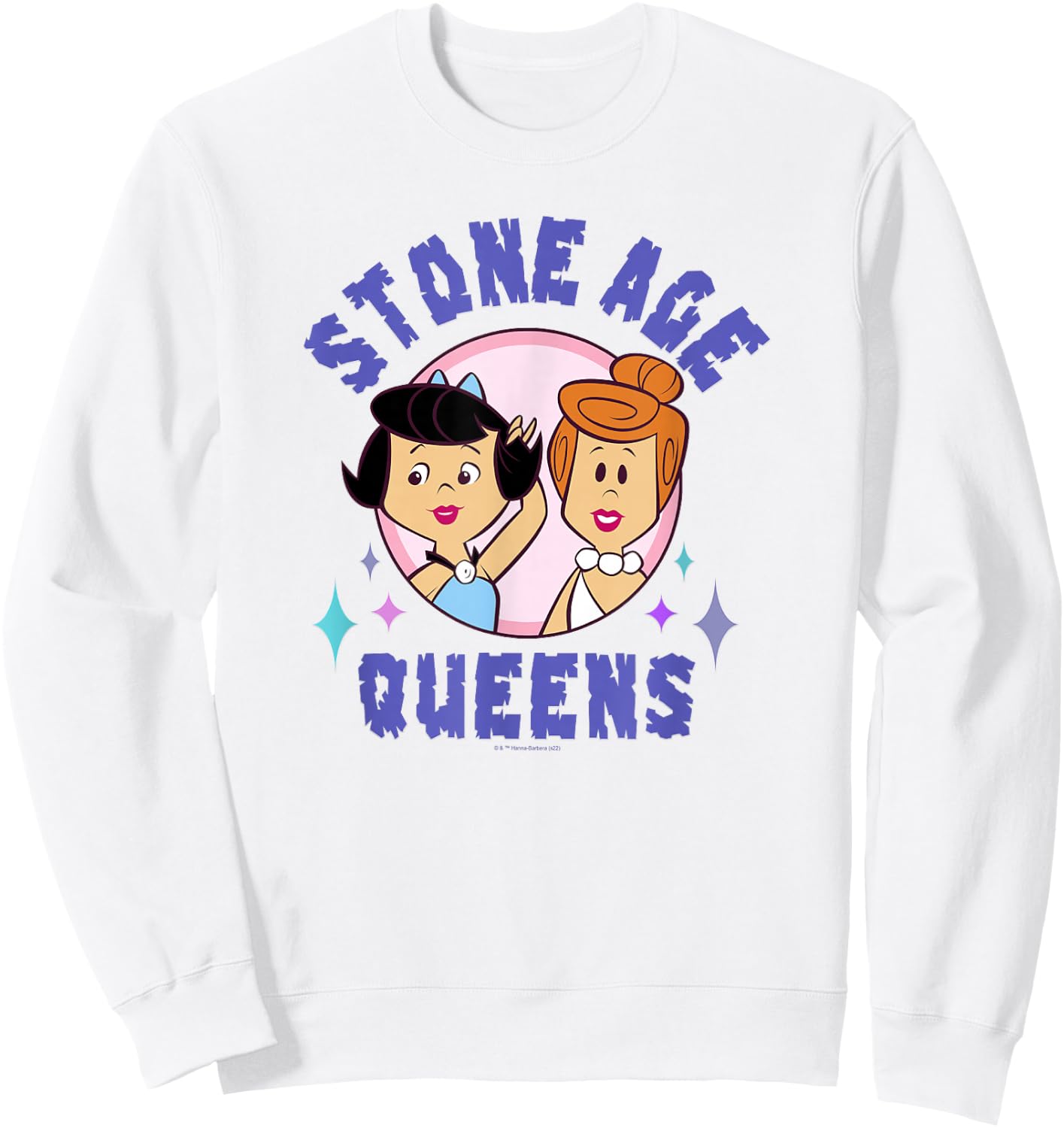 The Flintstones Wilma & Betty Stone Age Queens Retro Cartoon Sweatshirt - Sweatshirt | White