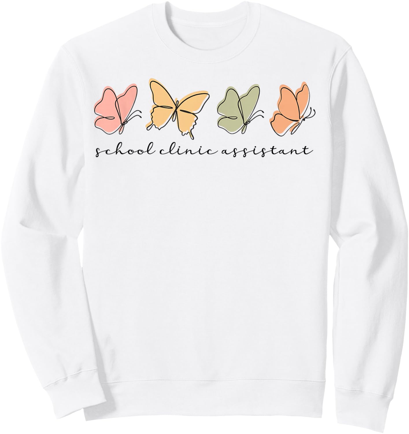 school clinic Assistant Women Cute Squad Butterfly Sweatshirt - Sweatshirt | White