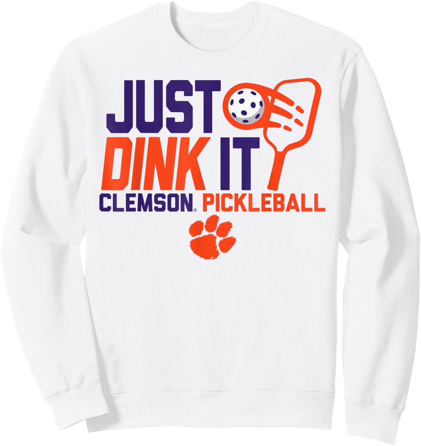 Clemson Tigers Pickleball Dink Gray Officially Licensed Sweatshirt - Sweatshirt | White