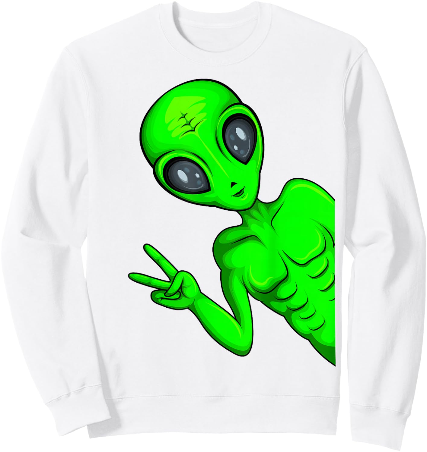 Green Alien Ufo Boys Kids Women Men Sweatshirt - Sweatshirt | White