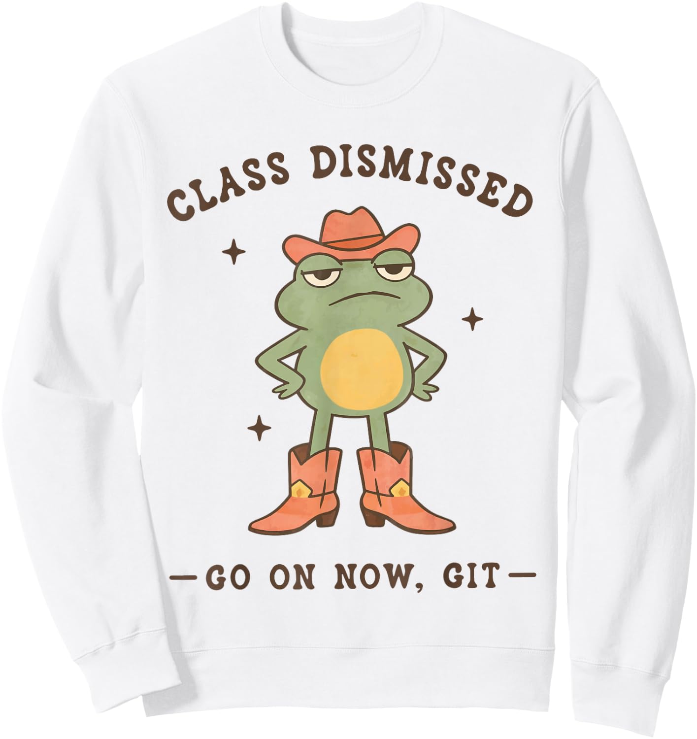 Funny Western Cowboy Frog Last Day of School Class Dismissed Sweatshirt - Sweatshirt | White