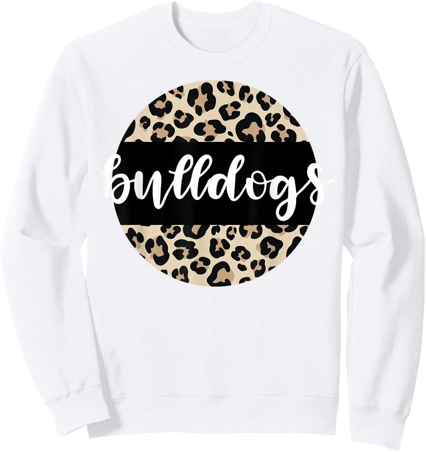 Leopard Print Bulldogs Team Mascot School Spirit Game Night Sweatshirt - Sweatshirt | White